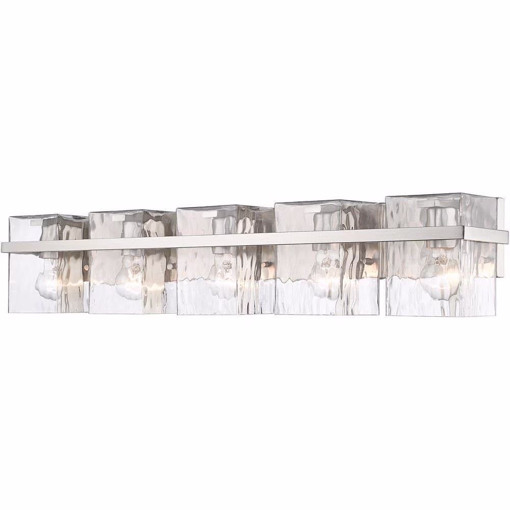 5 Light Farmhouse Steel Vanity Light Fixture with Clear Glass-7 inches H By 36.25 inches W-Brushed Nickel Finish Bailey Street Home 372-Bel-4619890