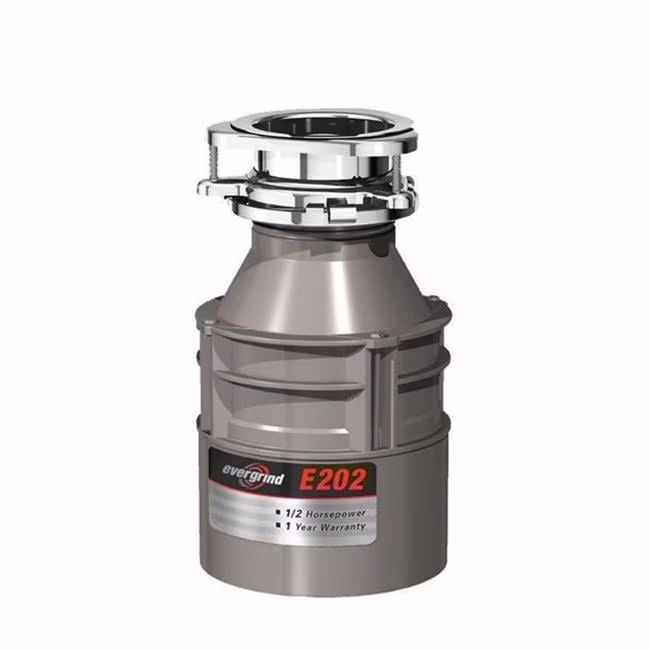 InSinkErator E202W-C 6.375 in. Evergrind Single Phase Continuous Feed Food Waste Disposer with 0.5 HP Enamel Power Cord in Waterborne Grey
