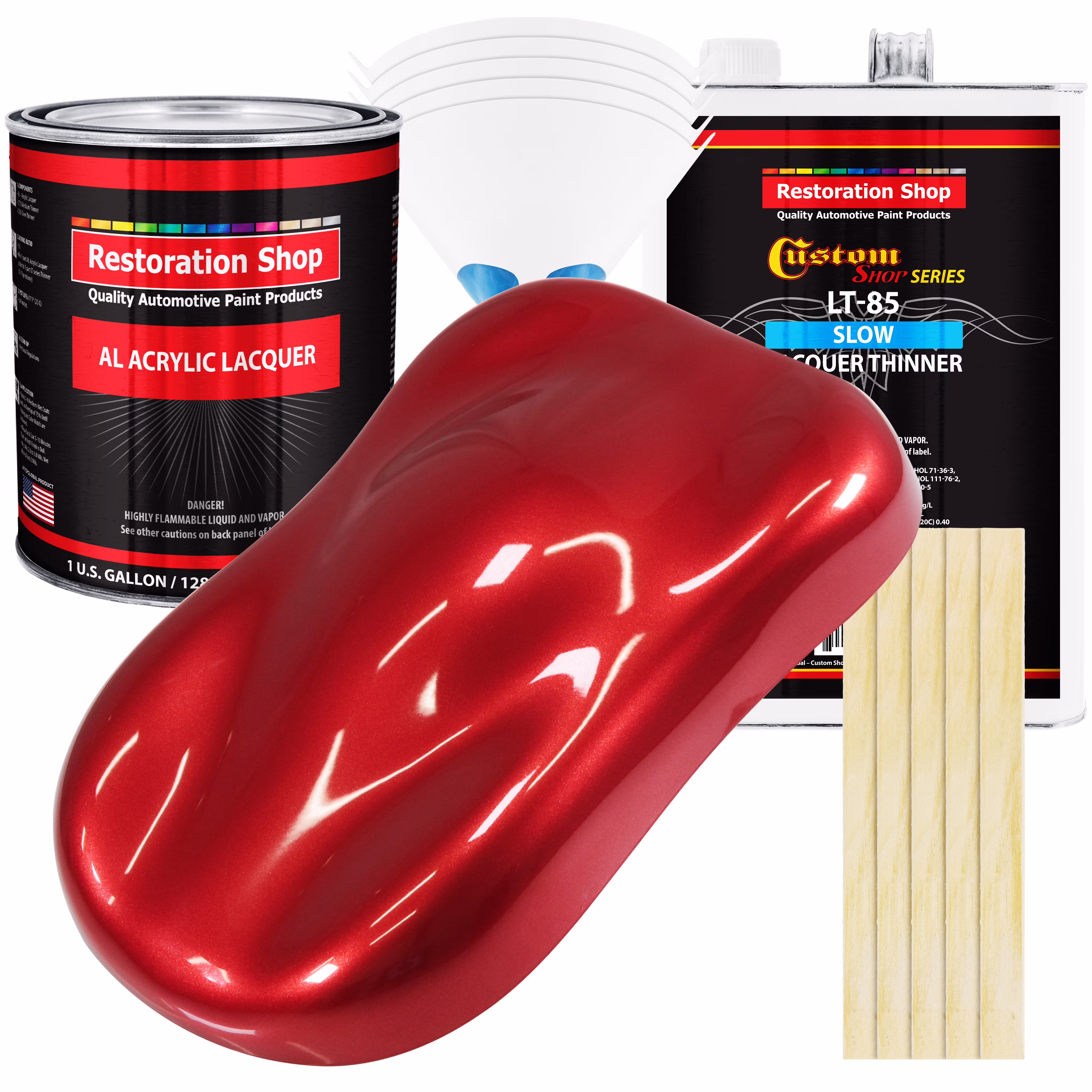 Restoration Shop - Firethorn Red Pearl Acrylic Lacquer Auto Paint - Complete Gallon Paint Kit with Slow Thinner