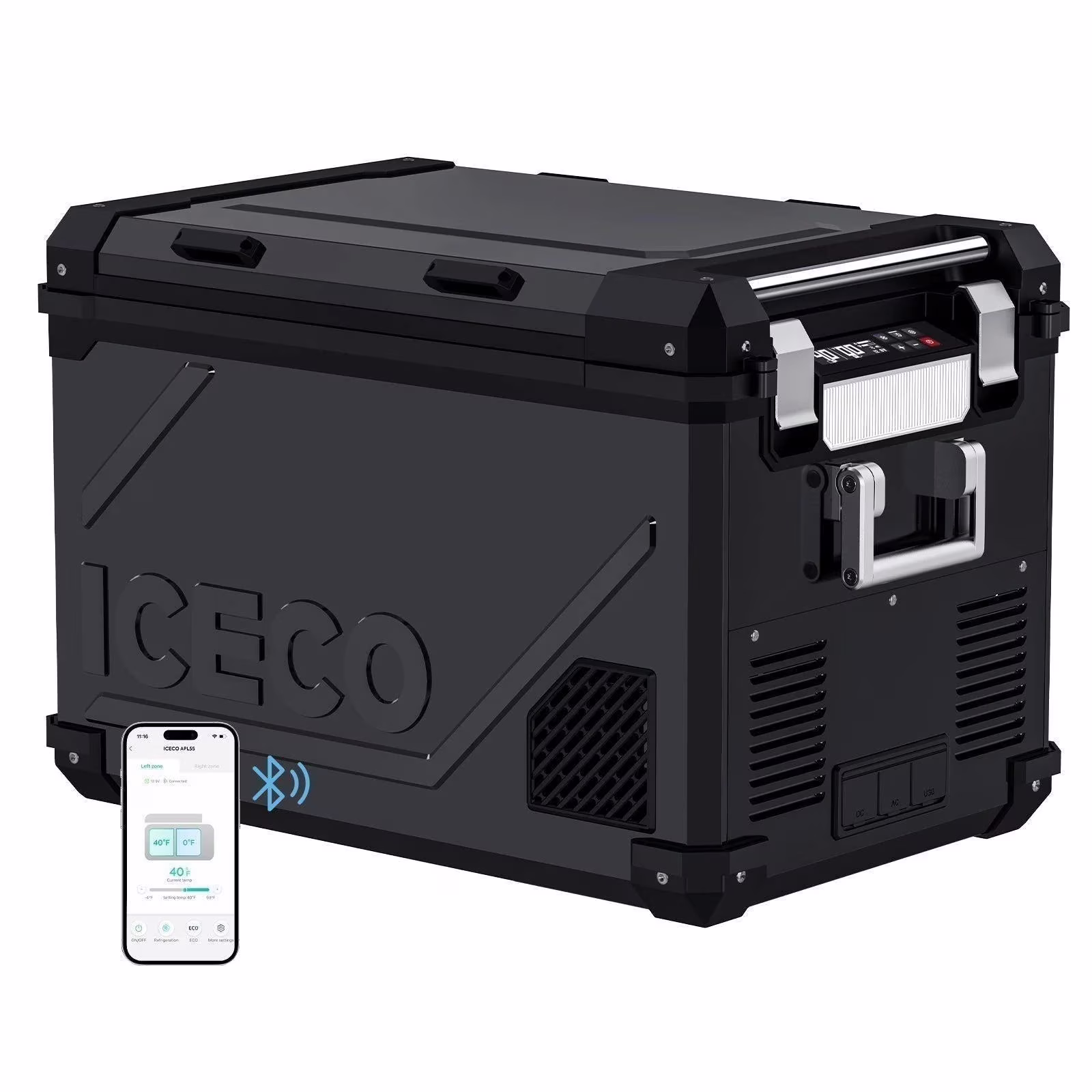 APL55 Aluminum Dual Zone 58QT Portable Cooler Black
