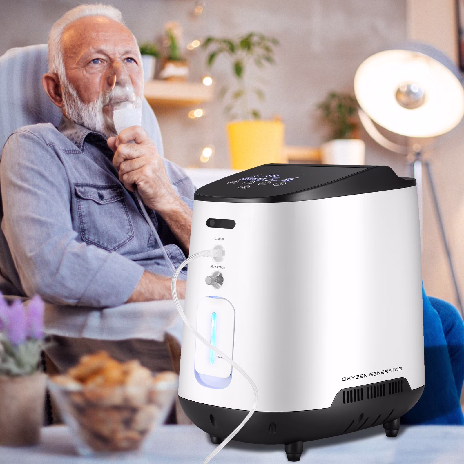 YANGKING 1-7L Oxygen Generator-Portable Machine Tube, Quiet, 35-90% Concentration, Home Travel Use, Remote Control, Lightwei B48