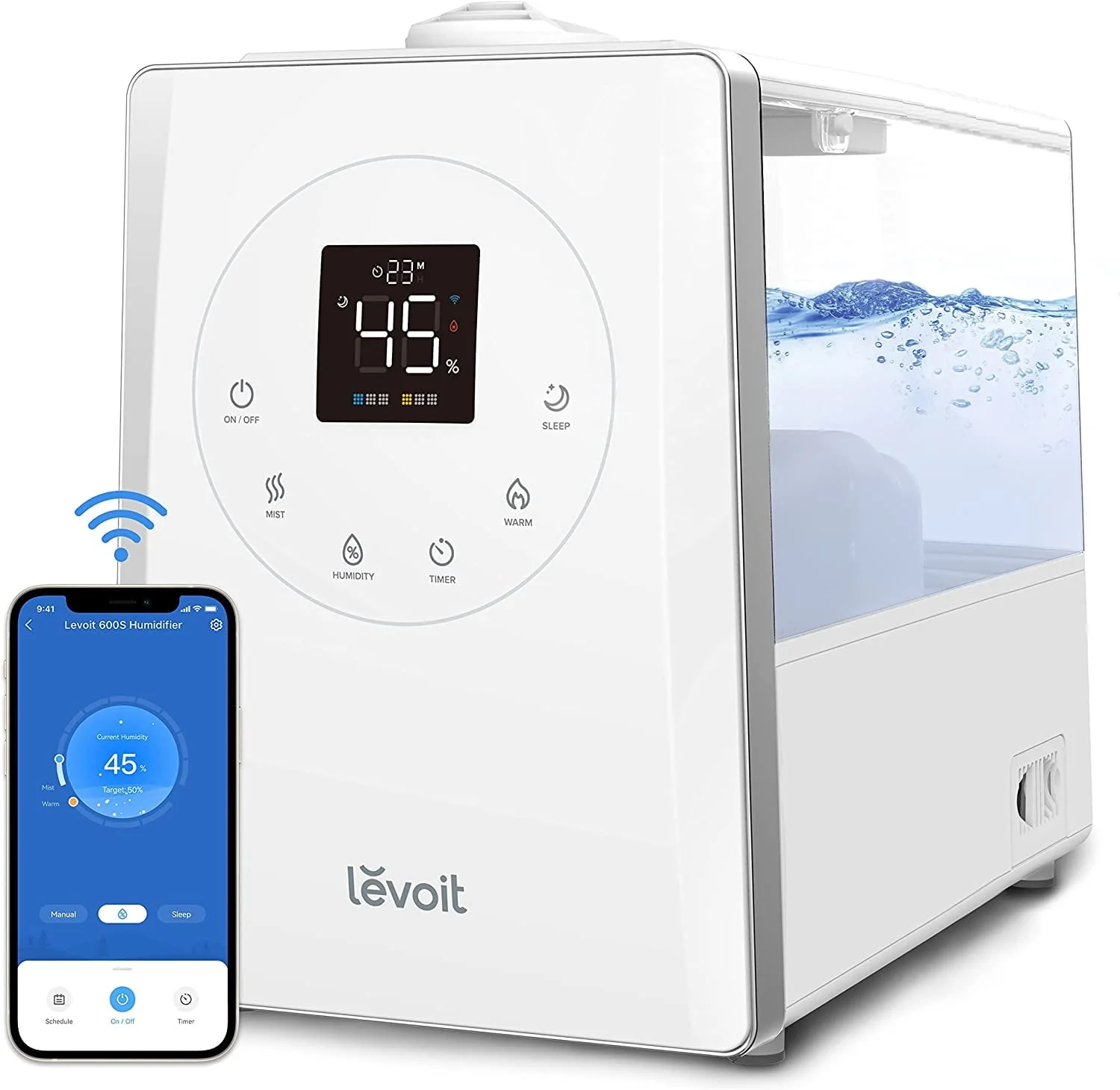 Levoit Smart Warm and Cool Mist Humidifier for Room, 6L Top Fill Air Vaporizer for Large Rooms, LV600s, White