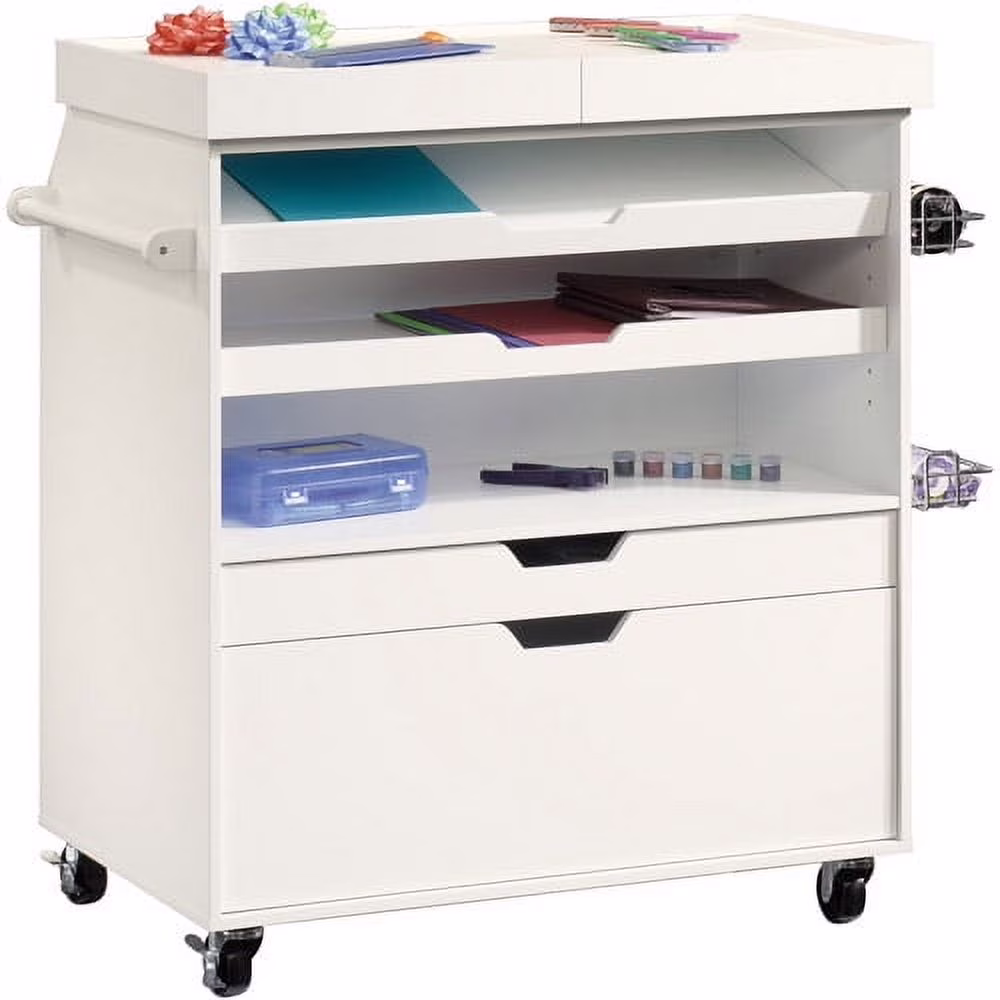Sauder Select Craft Storage Cart, White Finish
