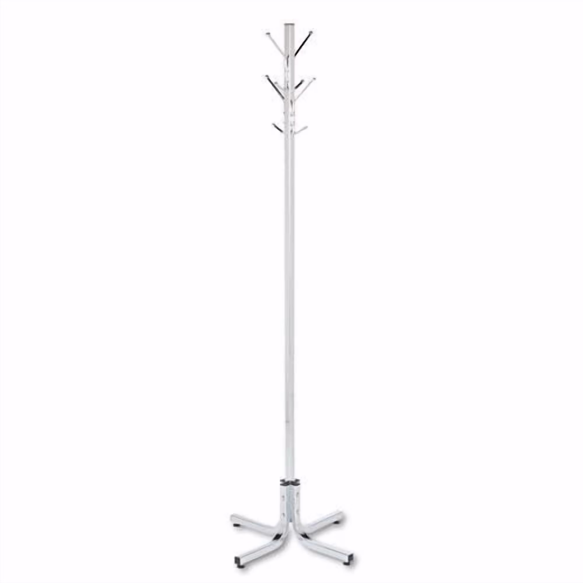Safco's Metal Chrome Office Standing Coat Rack - 21"D x 21"W x 70"H
