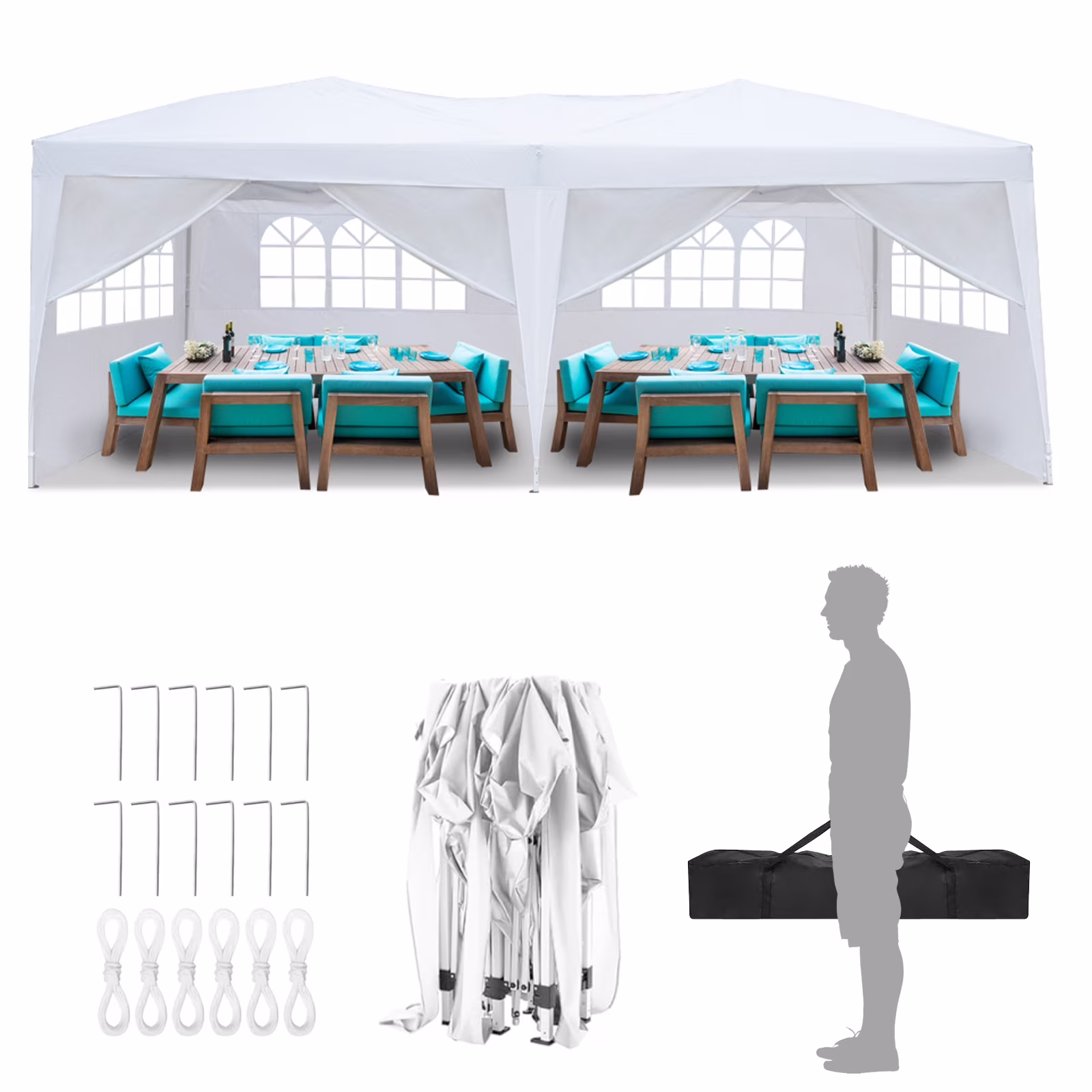 Ktaxon 10'x 20' EZ POP UP Party Tent Wedding Gazebo Canopy Marquee  SideWalls White