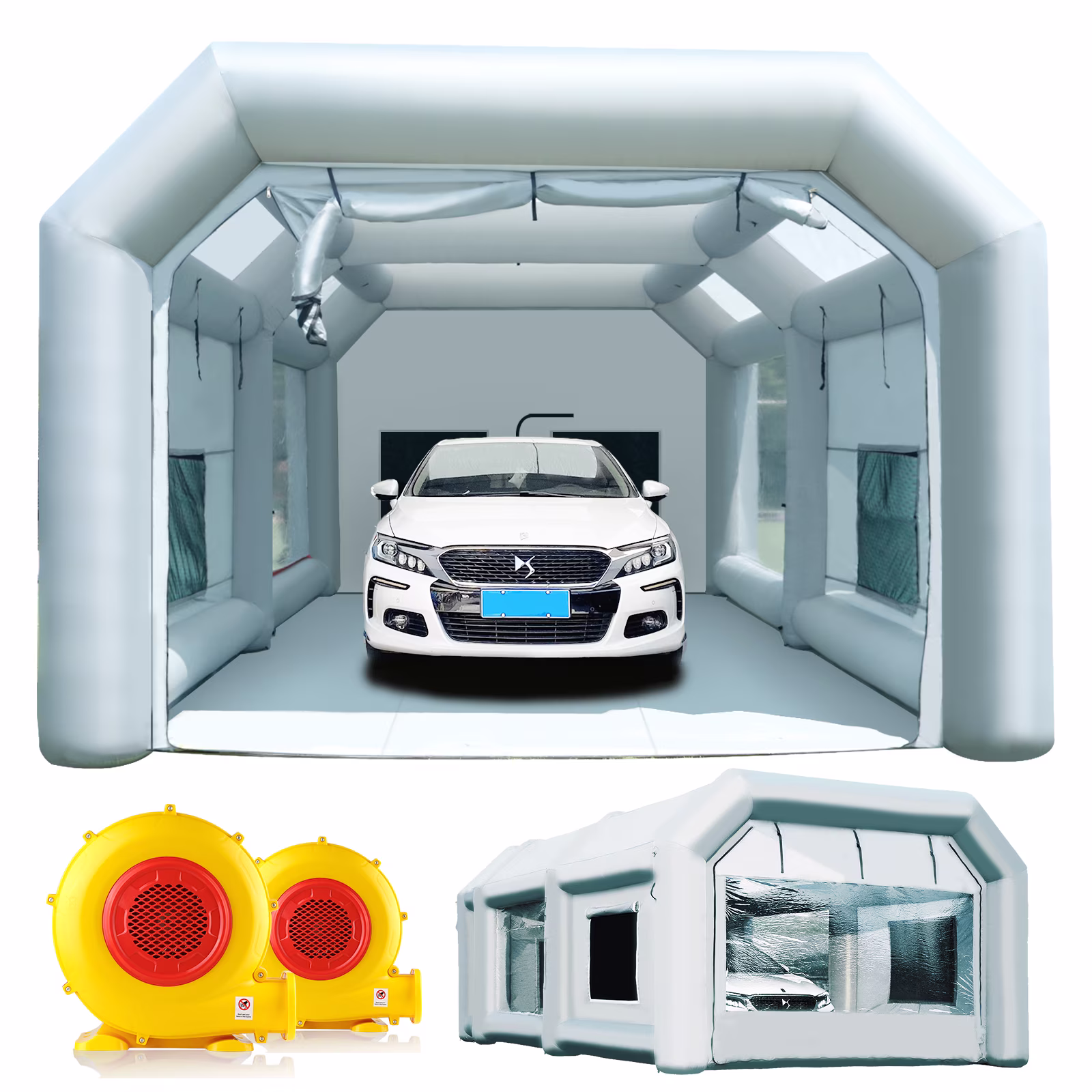 Sewinfla Inflatable Paint Booth 28x15x11Ft Portable Car PaintTent with 950W+750W