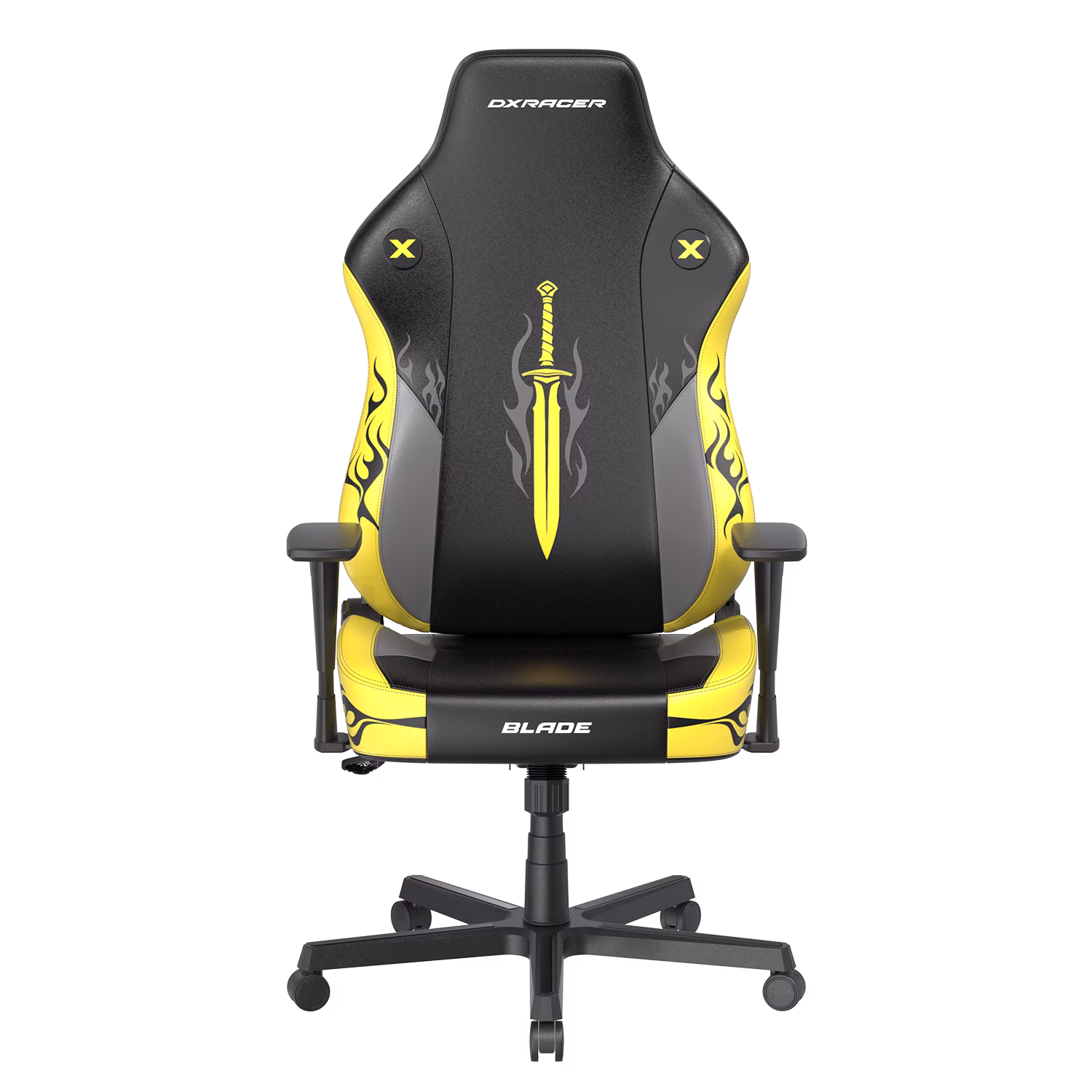DXRacer Blade Series Egnomic Gaming Chair, with EPU Leatherette Upholstery, head rest and lumbar support, Fireblade Edition