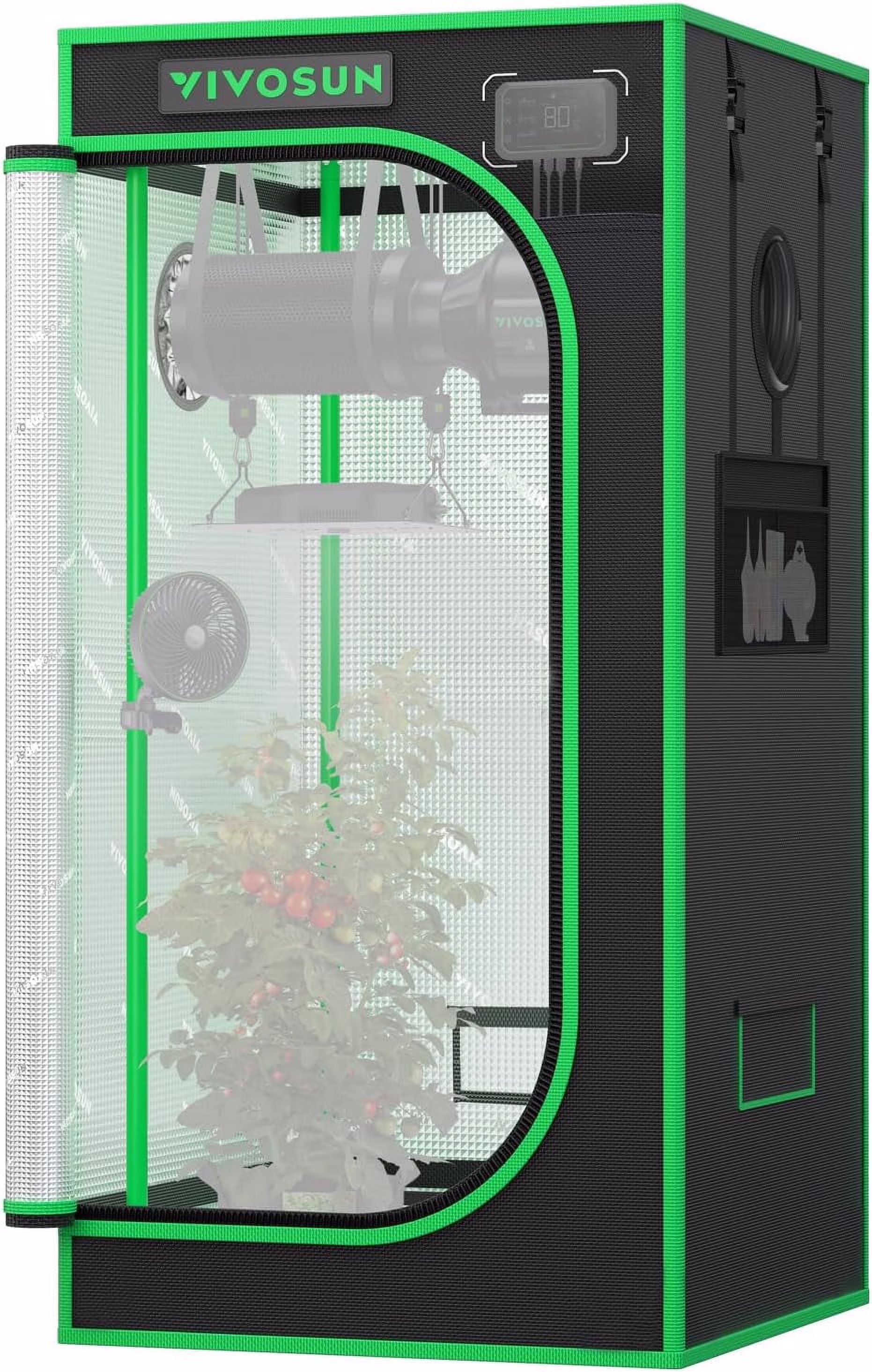 VIVOSUN PRO Grow Tent 24"x24"x48" 2000D Mylar Plant Growing Tent, Ultra Thick 1" Poles