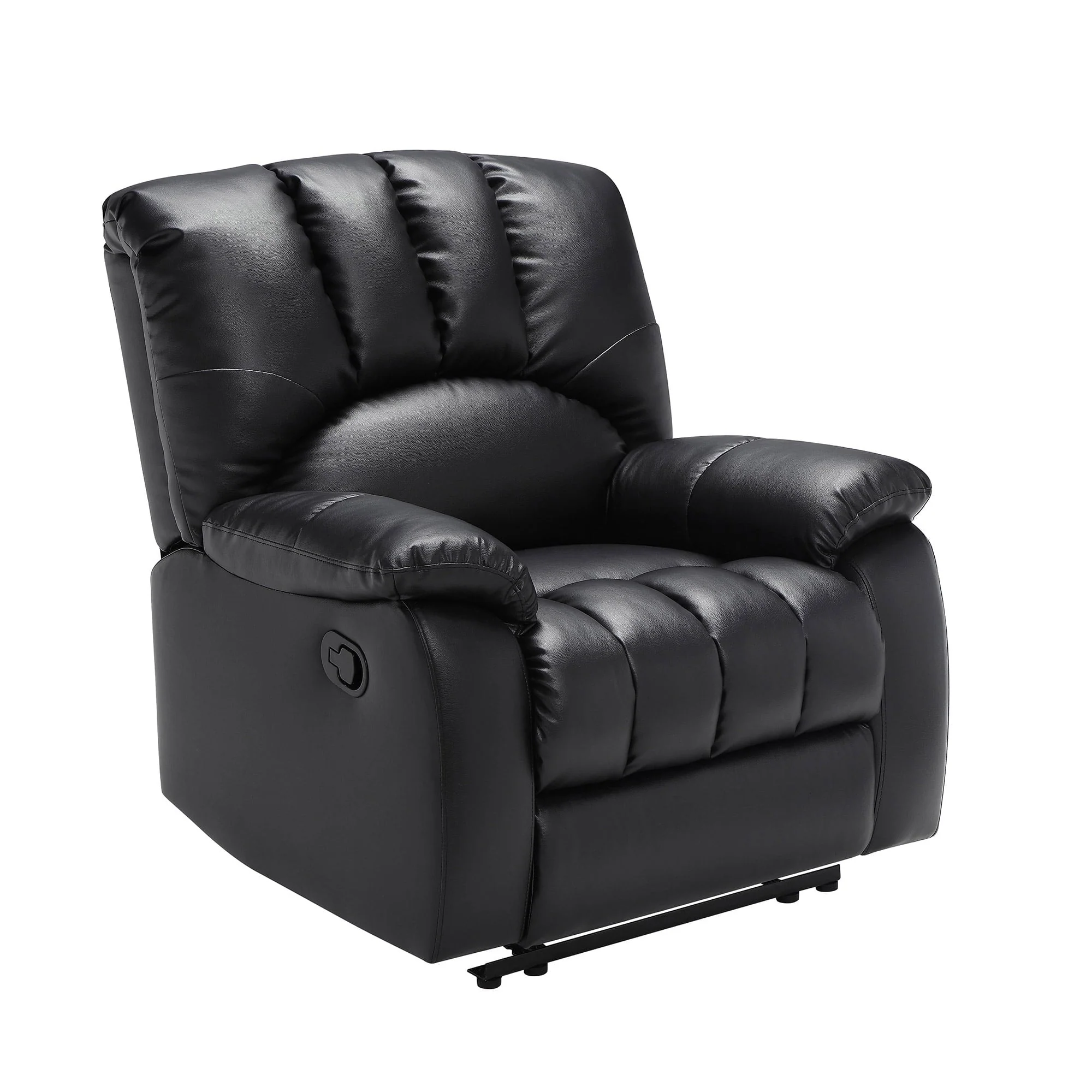 Mainstays Recliner, Full-Reclining, Black Faux Leather Upholstery