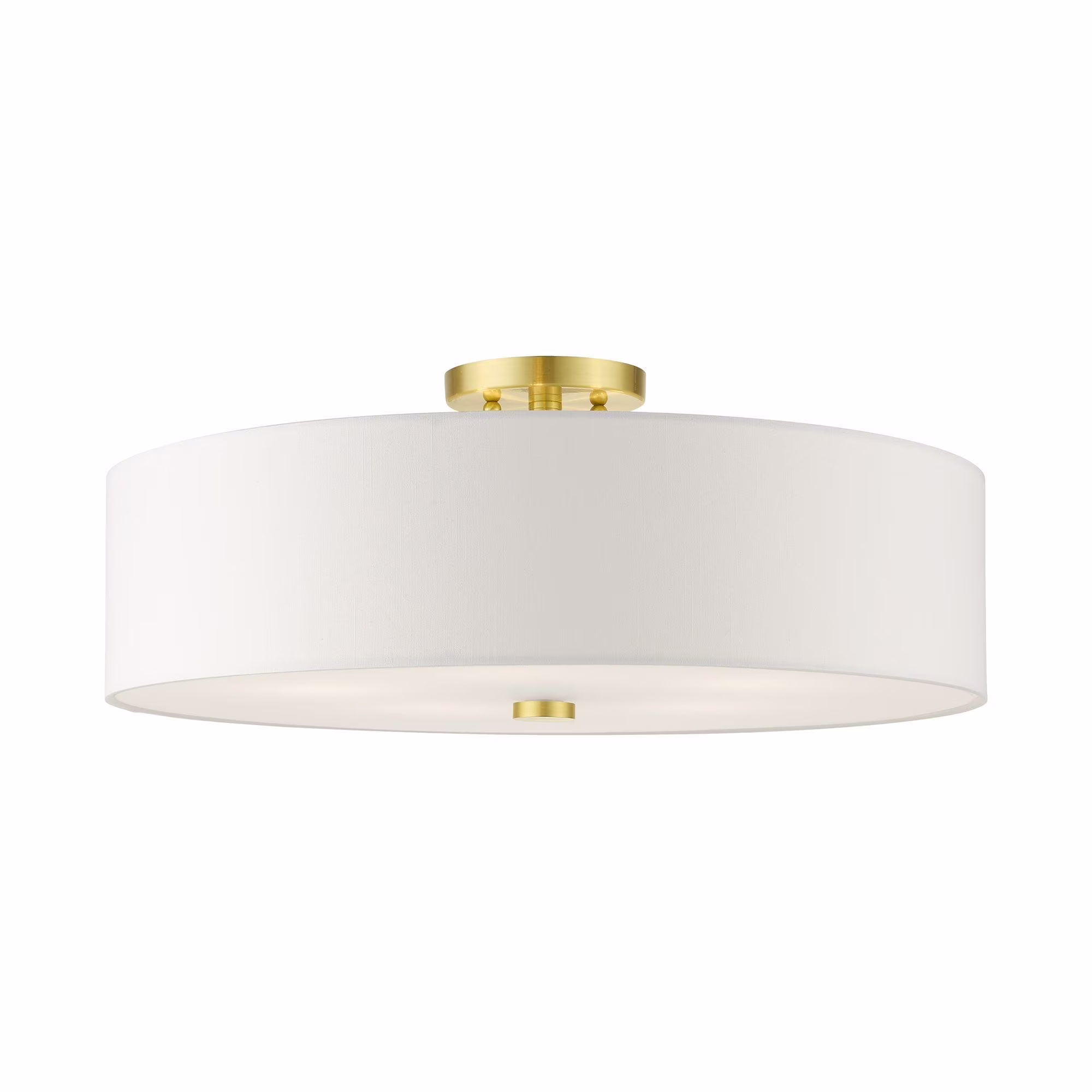 Livex Lighting Meridian 9" 5-Light Metal & Fabric Semi Flush in Satin Brass