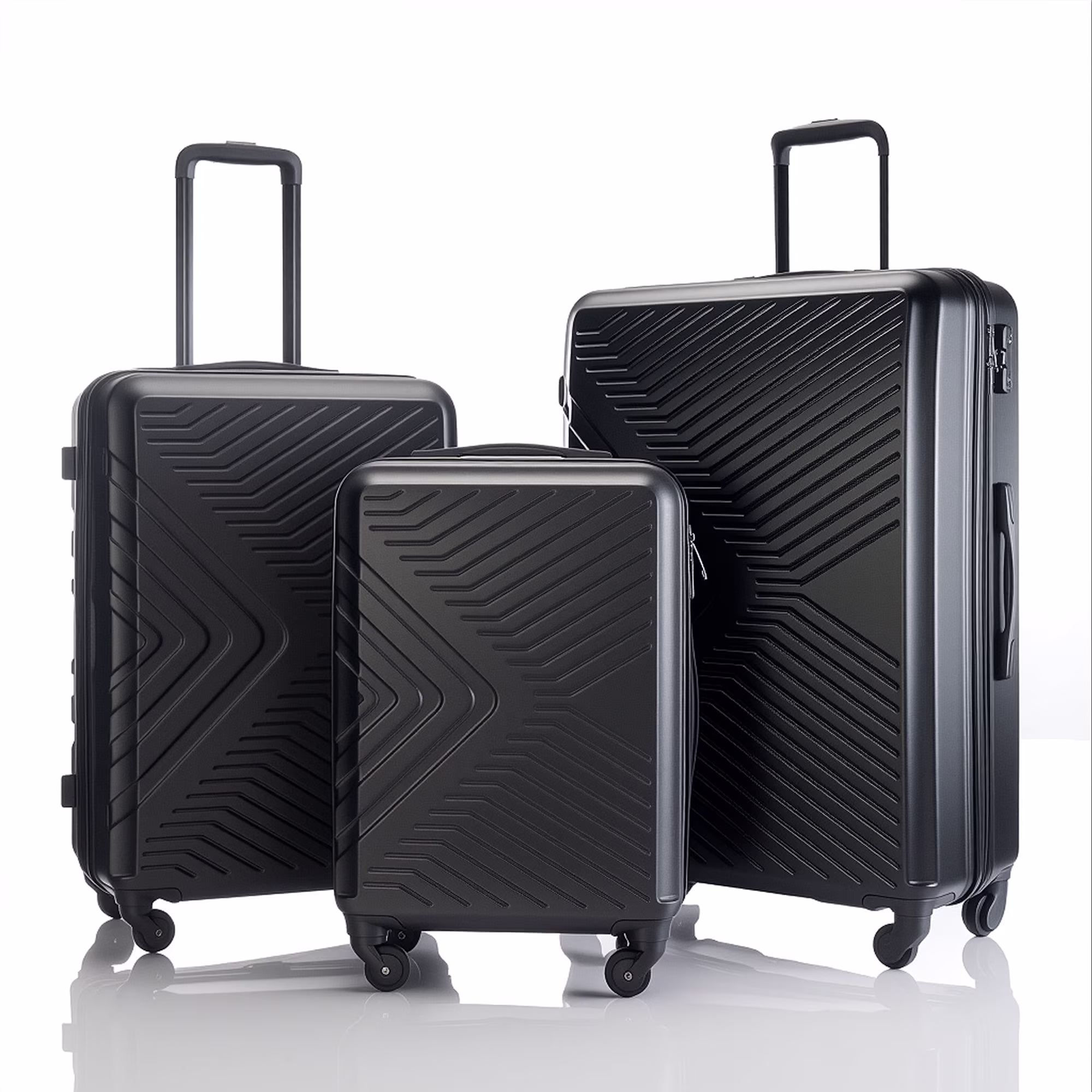 Travelhouse 3 Piece Hardshell Luggage Set Hardside Lightweight Suitcase with TSA Lock Spinner Wheels 20in24in28in.(Black)