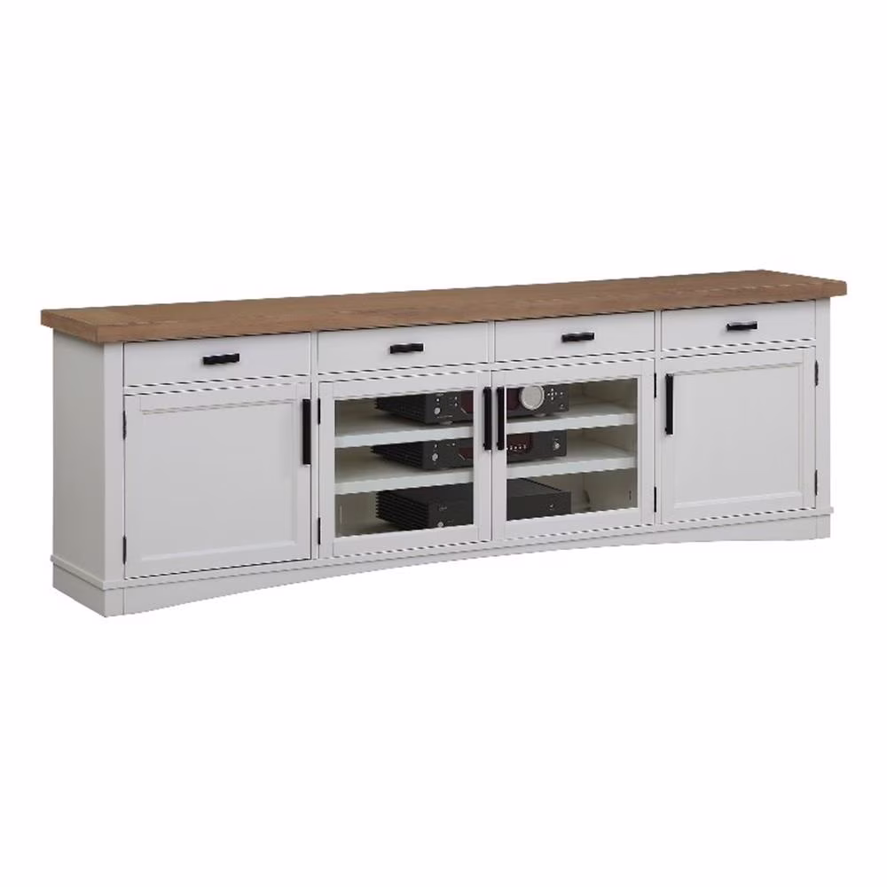 Bowery Hill Americana Wood Modern - Cotton 92" TV Console in White