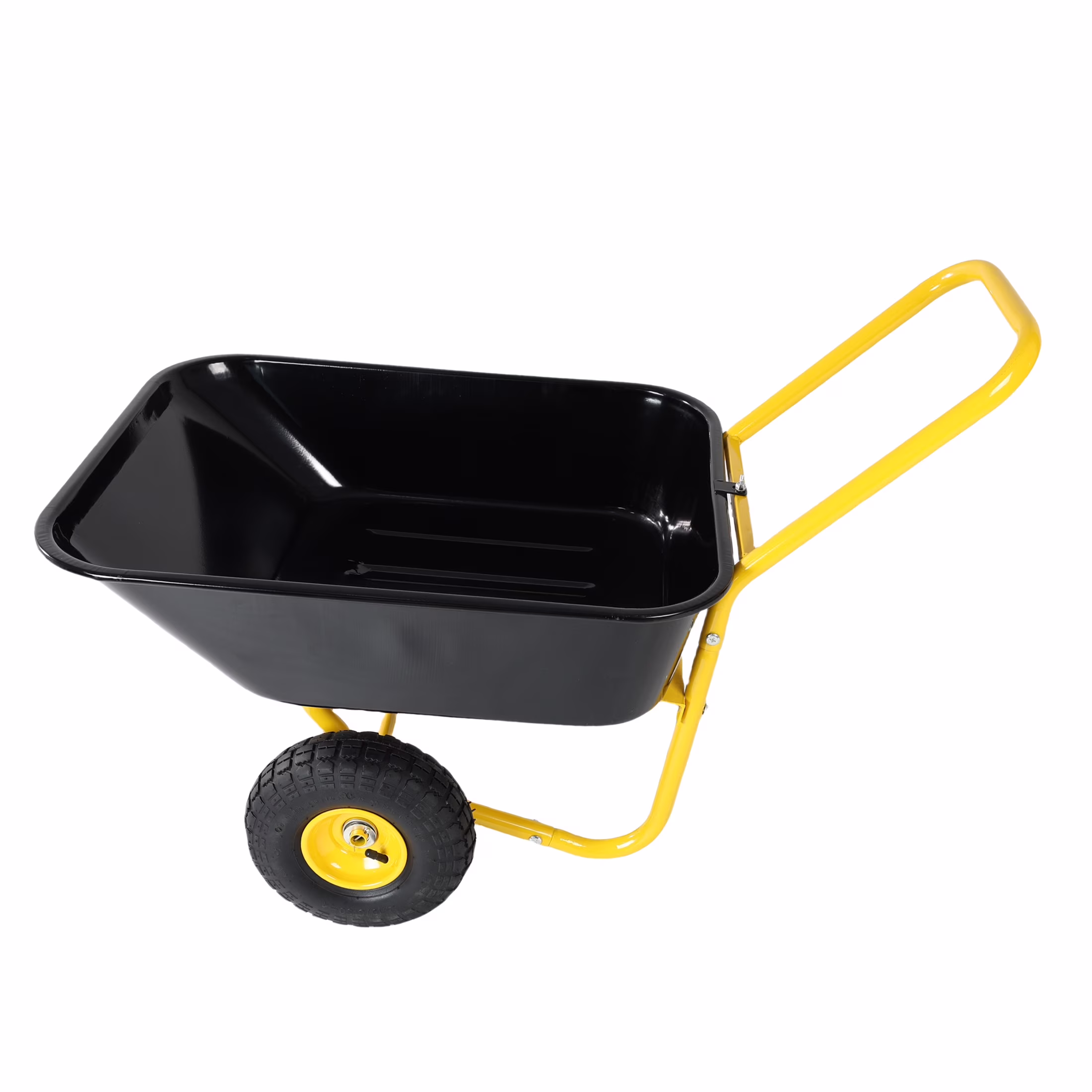 Olurrisa 2 Wheel Wheelbarrow, Plastic and Steel Wheel Barrel, 300lbs Capacity Garden Cart for Lawn, Gardening, Construction