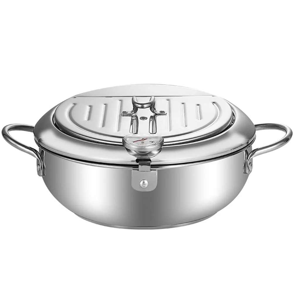 Homemaxs Deep Fryer Pot Tempura Pot Deep Fryer With Oil Filtration Gas Deep Fryer Pan