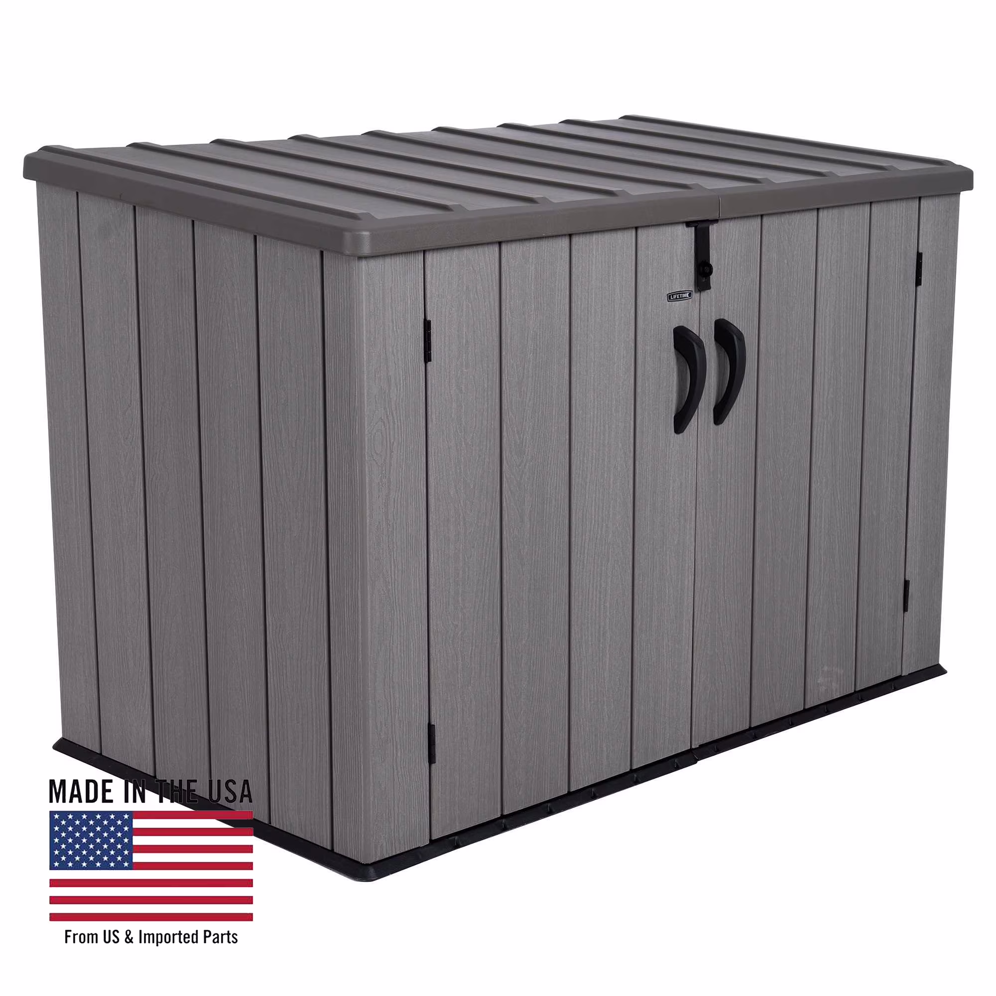 Lifetime Lockable DIY Polyethylene Horizontal Storage Shed, 75 cubic ft., Light Brown (60341)