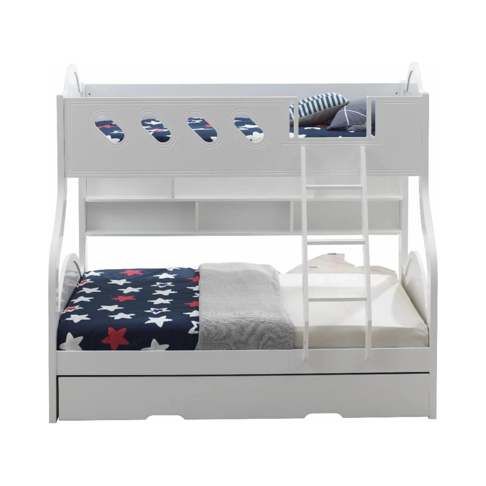 Acme Grover Twin/Full Bunk Bed with Storage in White
