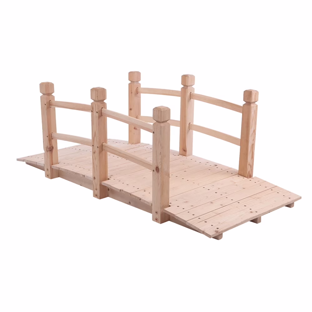 Anticorrosive Wood Landscape Bridge, Treated Arch Bridge Resists Rot and Weather, Durable Small Wooden Bridge for Outdoor Use in Garden, Yard, or Over Ponds, Burlywood