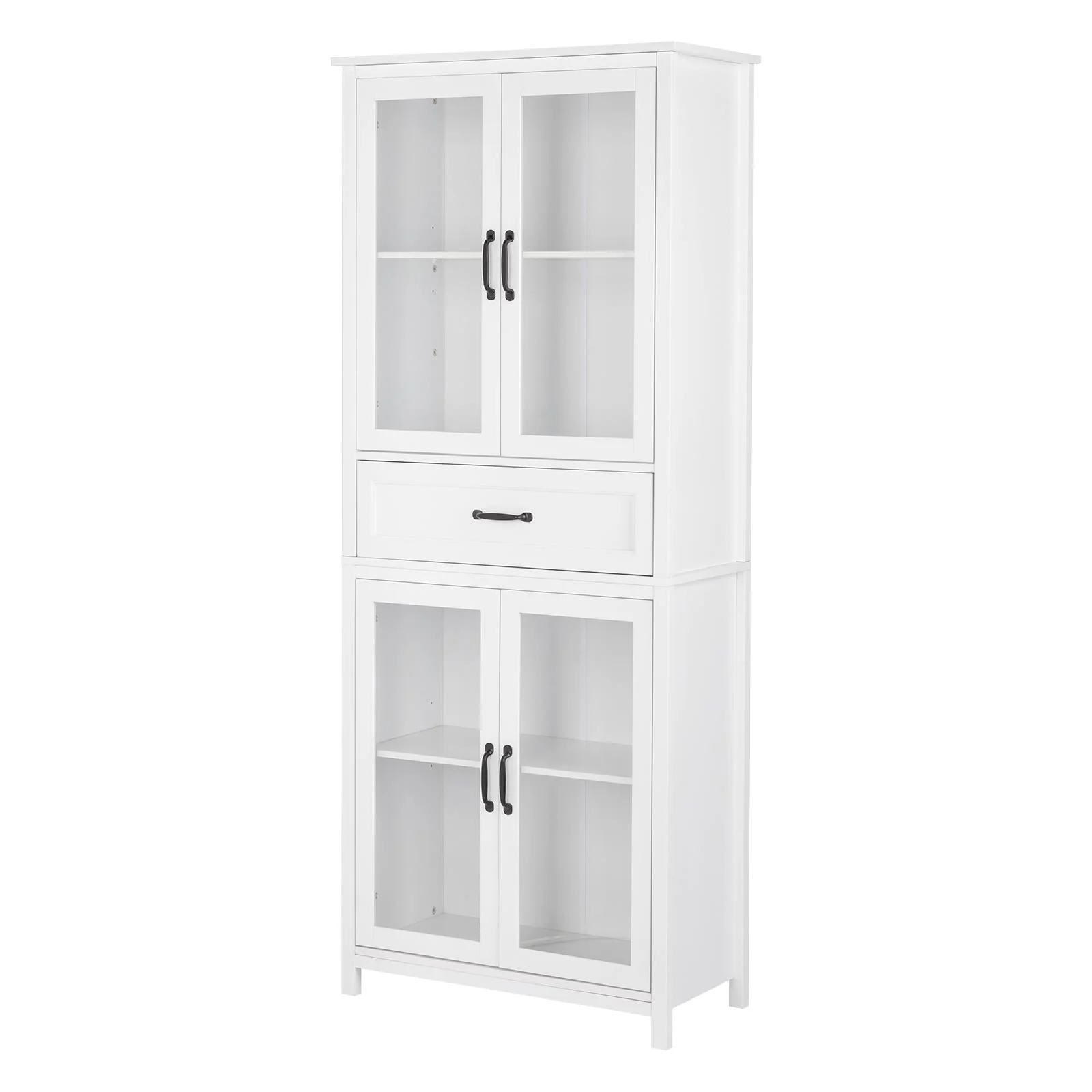 UBesGoo Bookcase with Acrylic Glass Doors 5 Shelves Pantry Cabinet, 70.8 Inch Kitchen Buffet Cupboard Cabinet, White