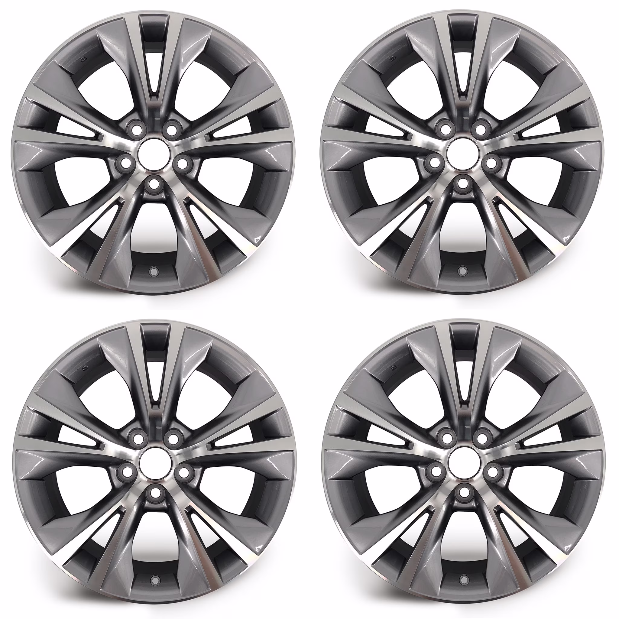 Set of 4 Brand New 18" 18x7.5 Alloy Wheel For Toyota Hinghlander 2014-2019 Machined Gray OEM Quality Replacement Rim