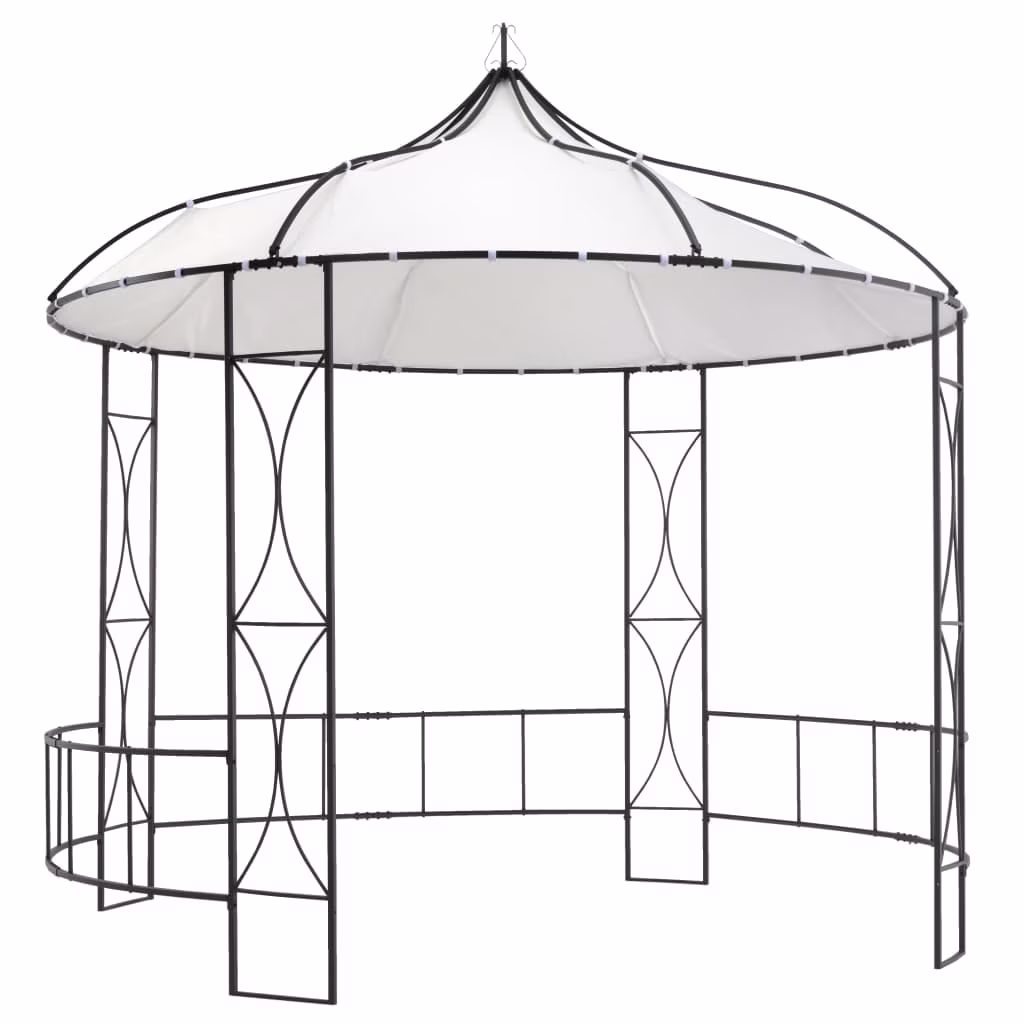 vidaXL Outdoor 9.8�� x 9.5�� Round Canopy Pavilion, UV & Water-Resistant, White & Black