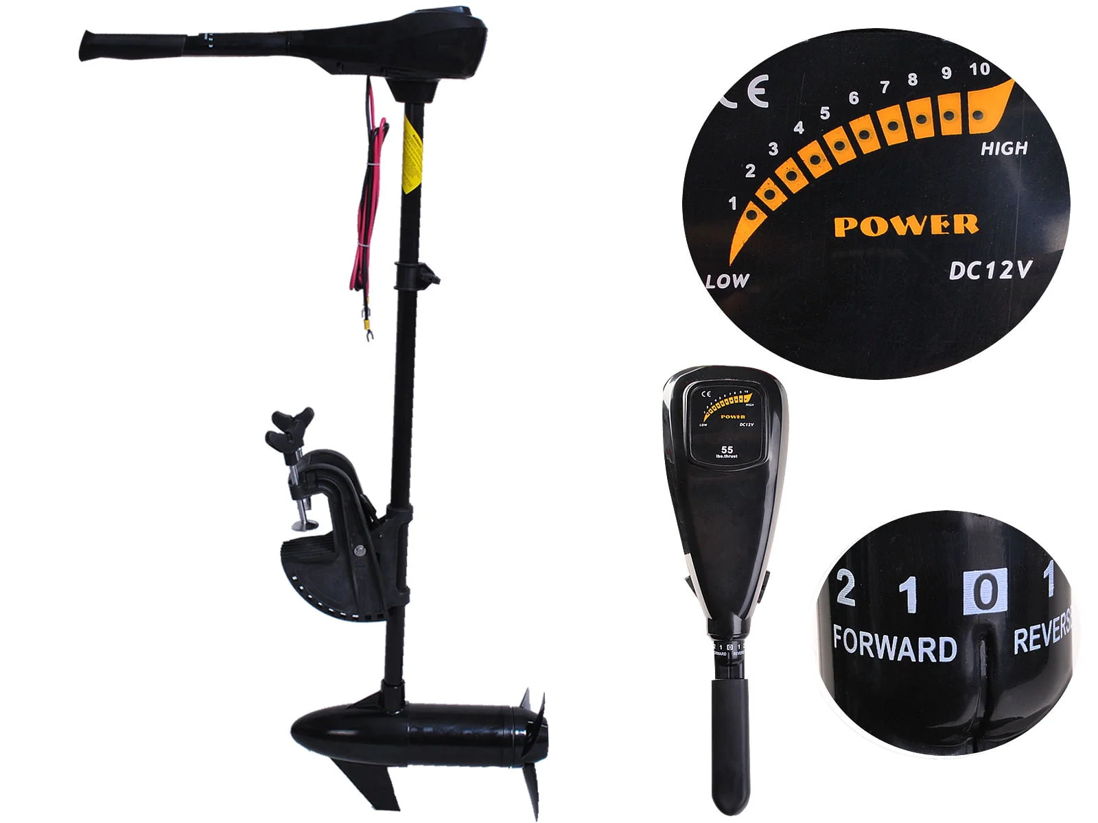 Costway New 55lbs Freshwater Transom Mounted Trolling Motor 36" Shaft
