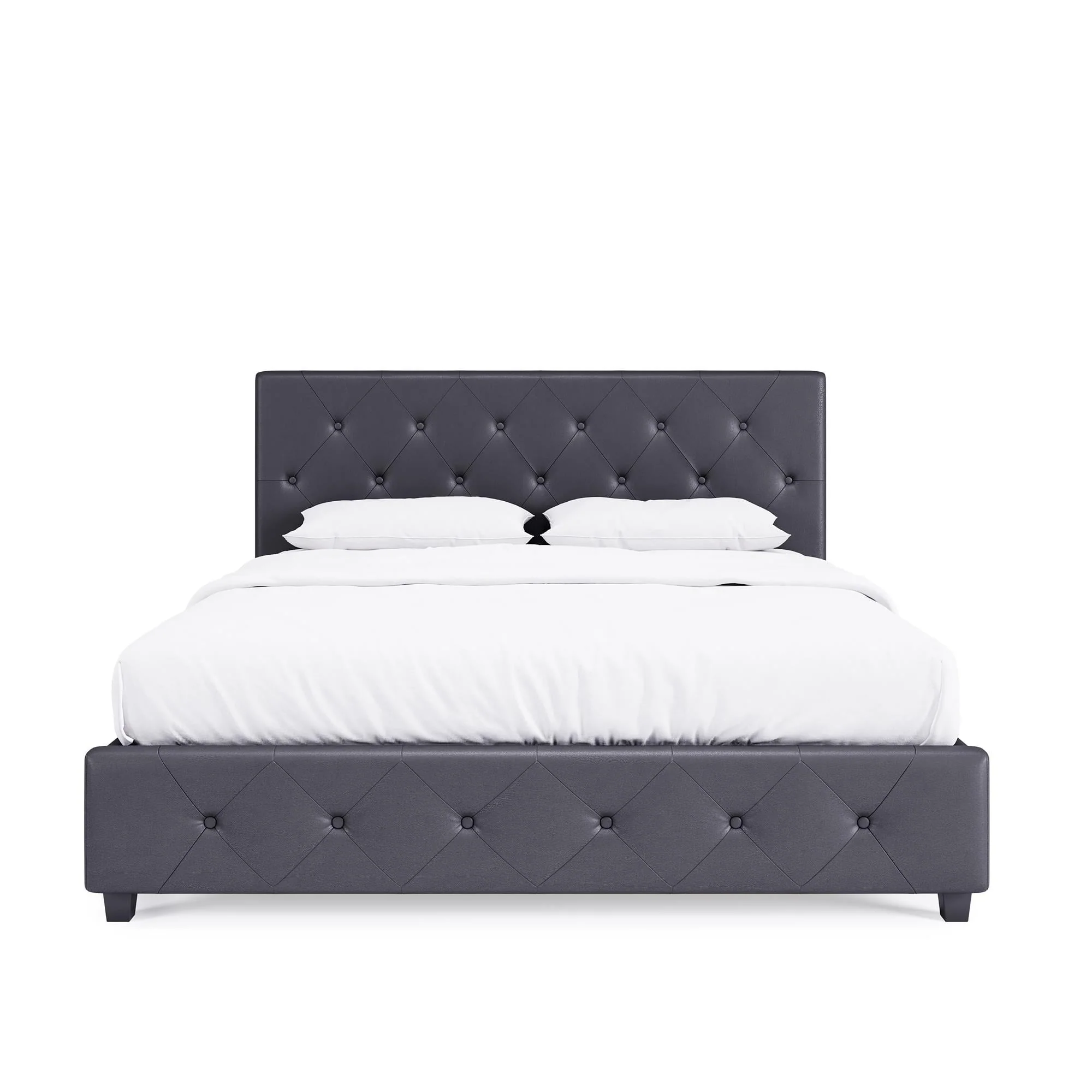 DHP Dakota Upholstered Platform Bed, Queen, Gray Faux Leather