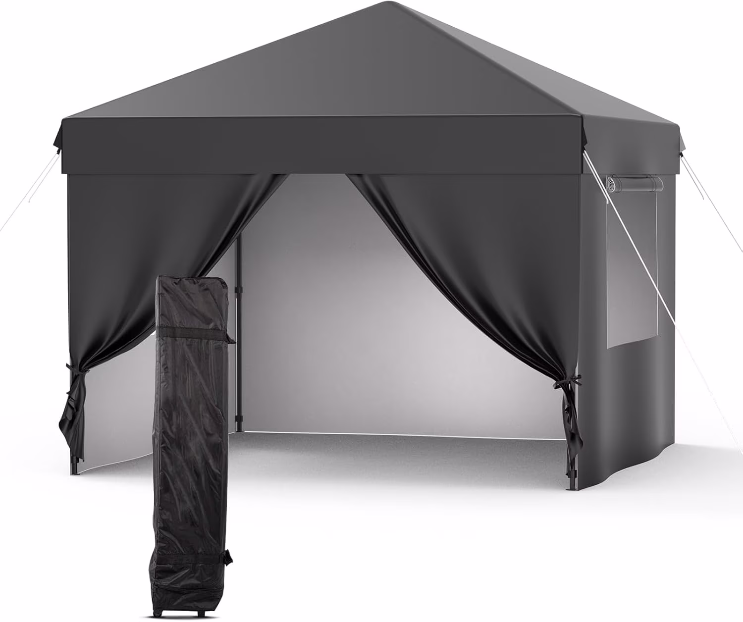 10x10 Pop Up Canopy,Beach Tent with 4 Sidewalls,Easy Outdoor Sun Shade with One Button Push Setup for Events,Parties,Camping,Gazebo with 1 Roller Bag,3 Adjustable Height,4 Weight Bags