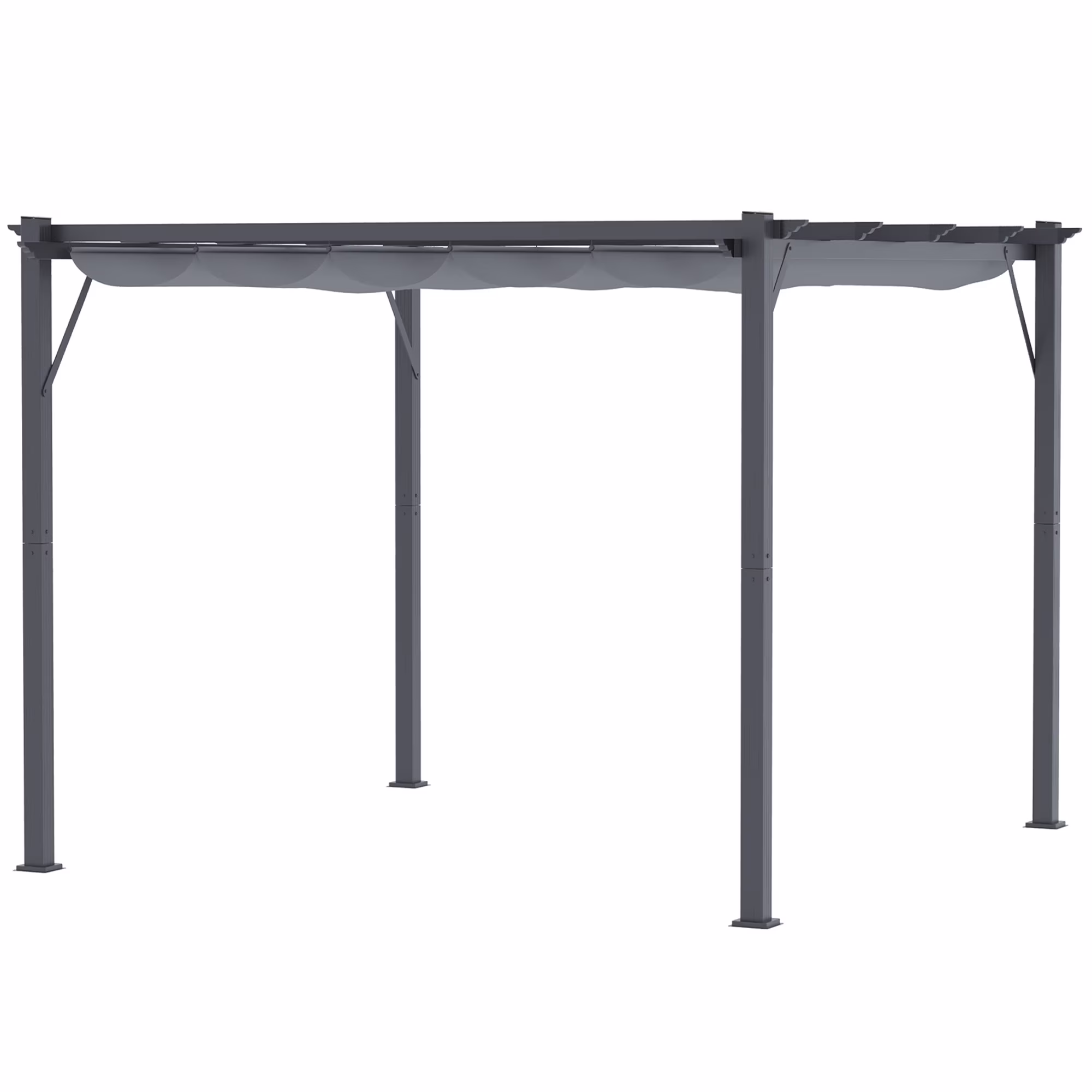 Homiyad Patio Pergola: 10x10, Gray Aluminum with Retractable Canopy for Backyard Shade