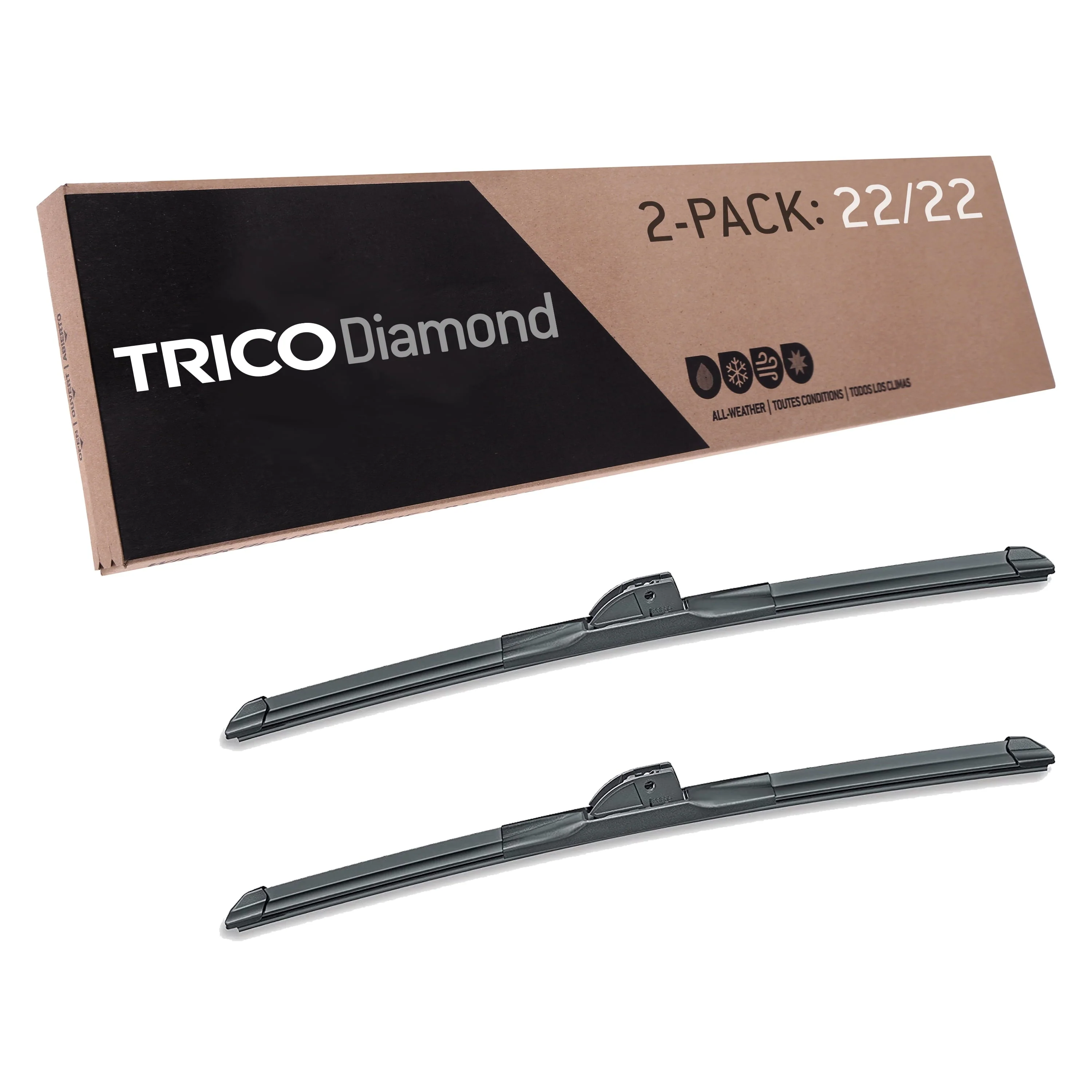 TRICO Diamond 2 Pack, Two 22" High Performance Replacement Windshield Wiper Blades (25-2222)