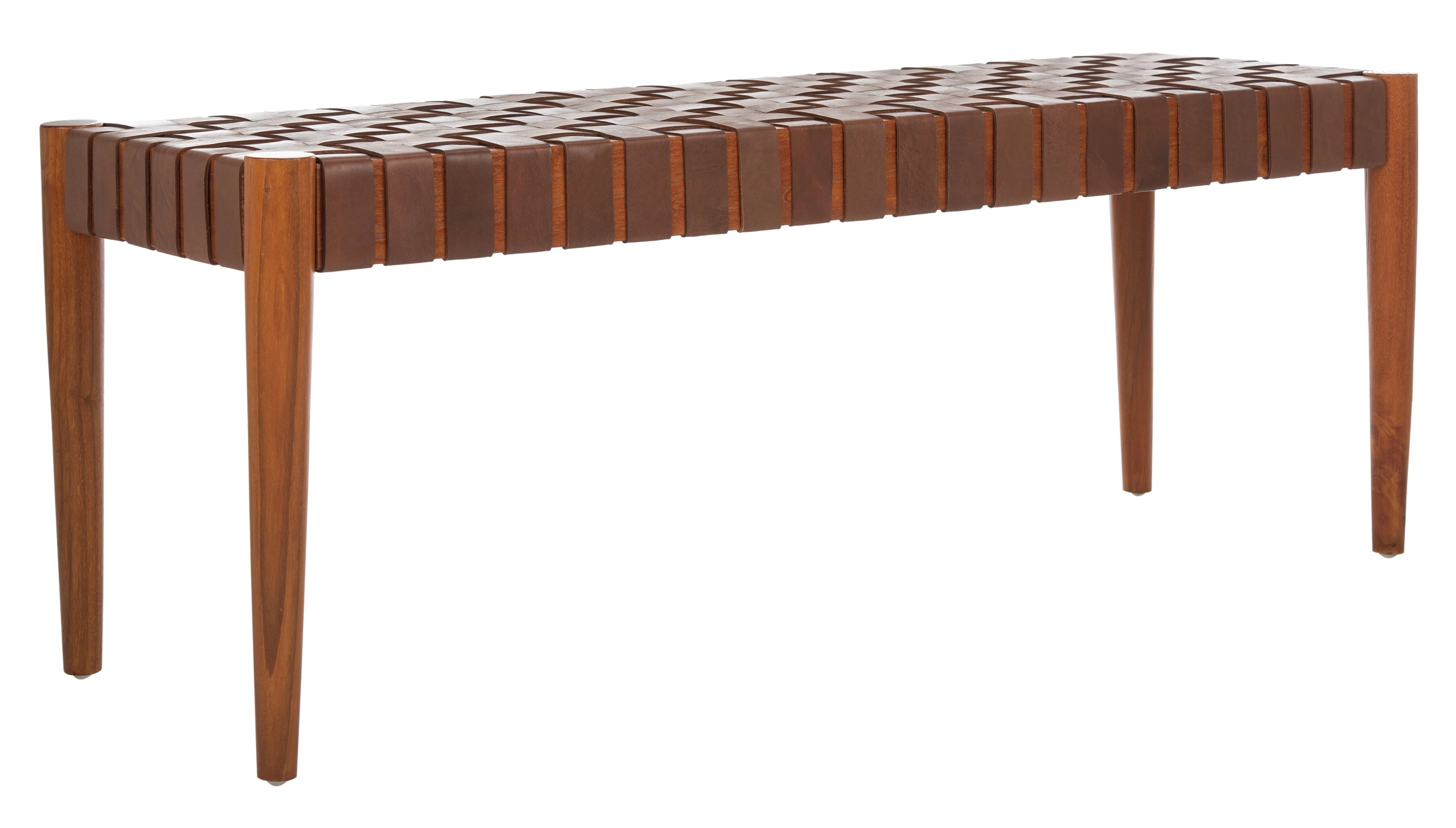 Safavieh Amalia Contemporary Glam Leather Weave Bench