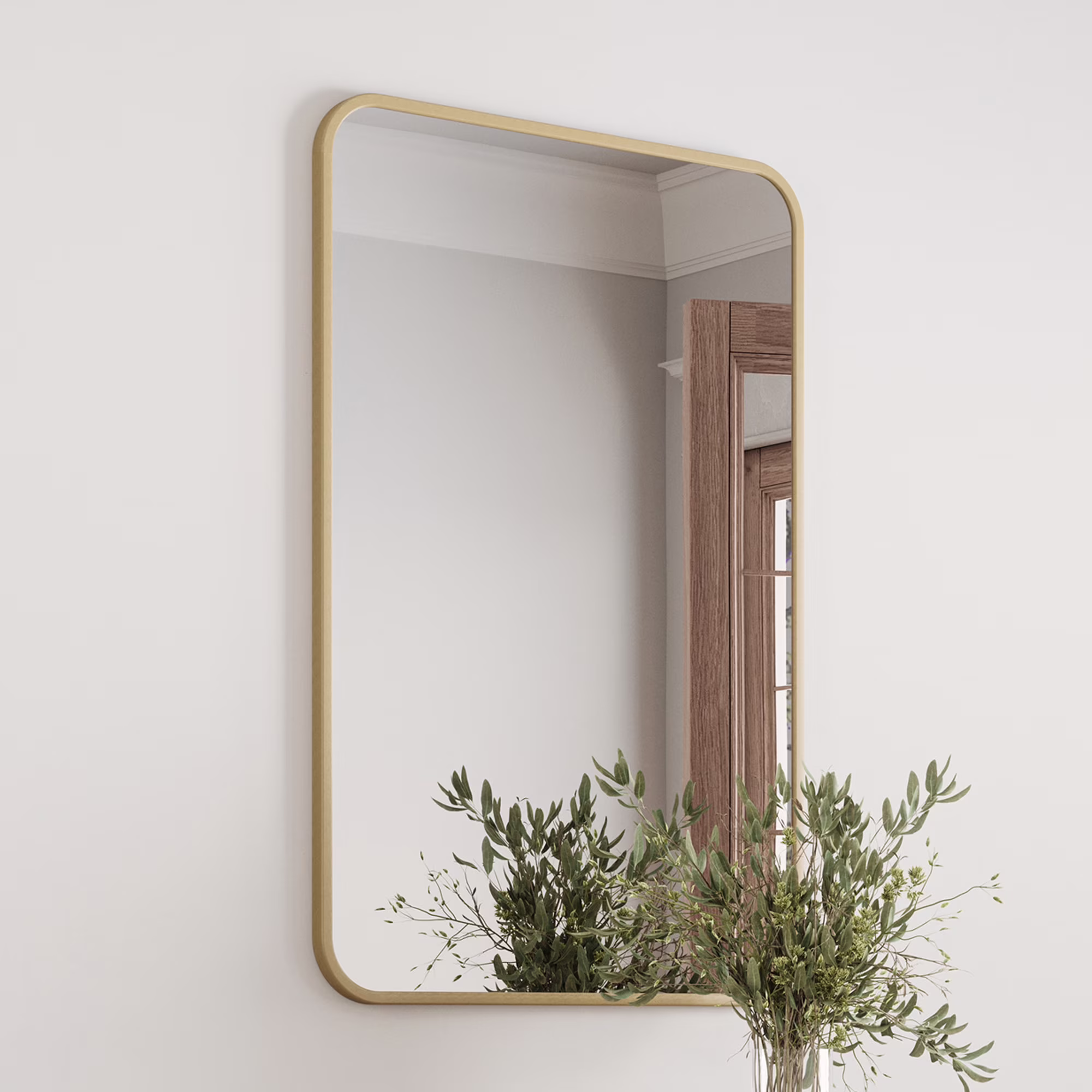 Isla Rectangle Wall Accent Mirror, 30" H x 20" L, Modern Metal Framed, Living Room, Bedroom, Bathroom Vanity Mirror, Gold �?Design House, 596510-GLD