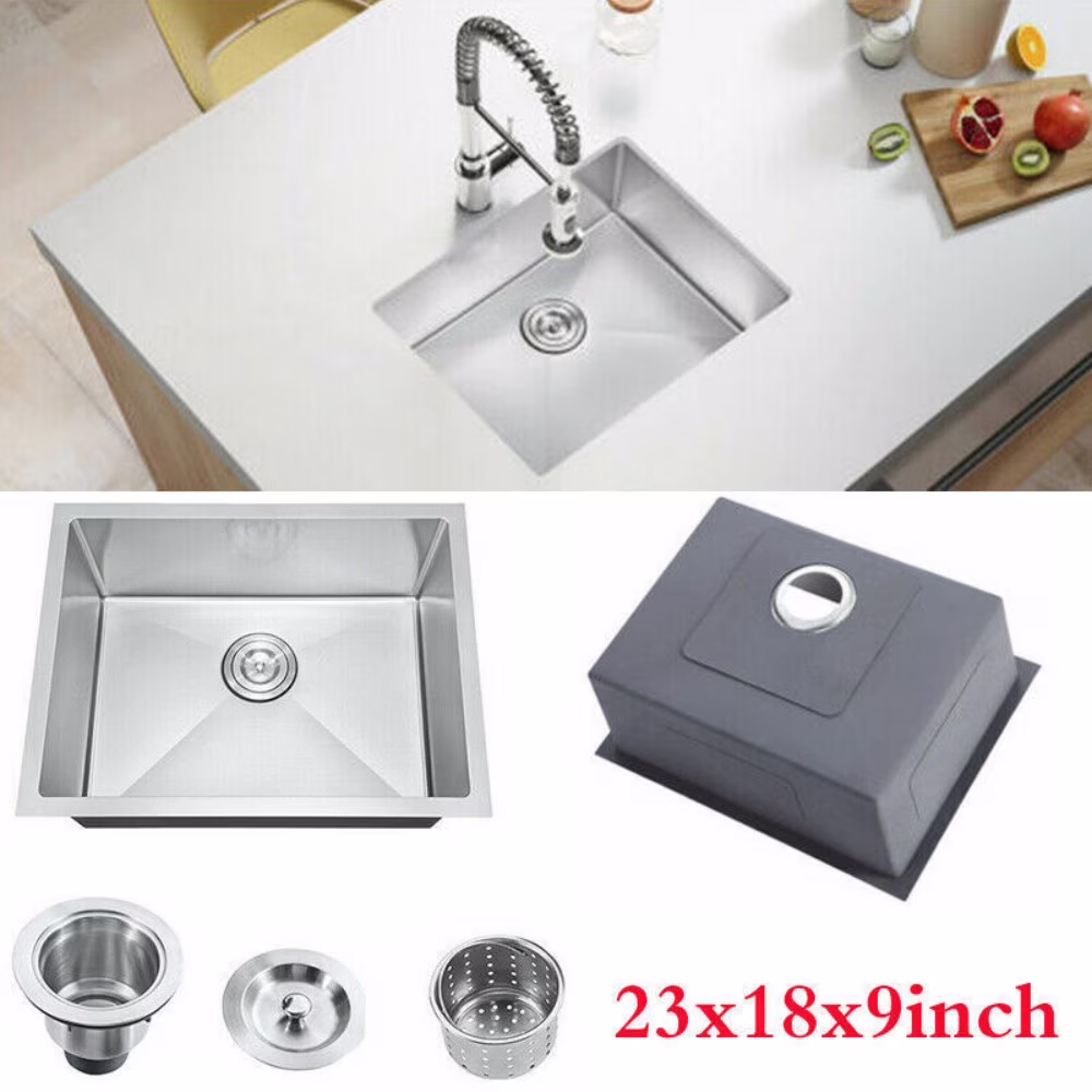 RXFSP 23 in Stainless Steel Farmhouse Apron Front Workstation Sink, Single Bowl, Corrosion and Noise Resistant