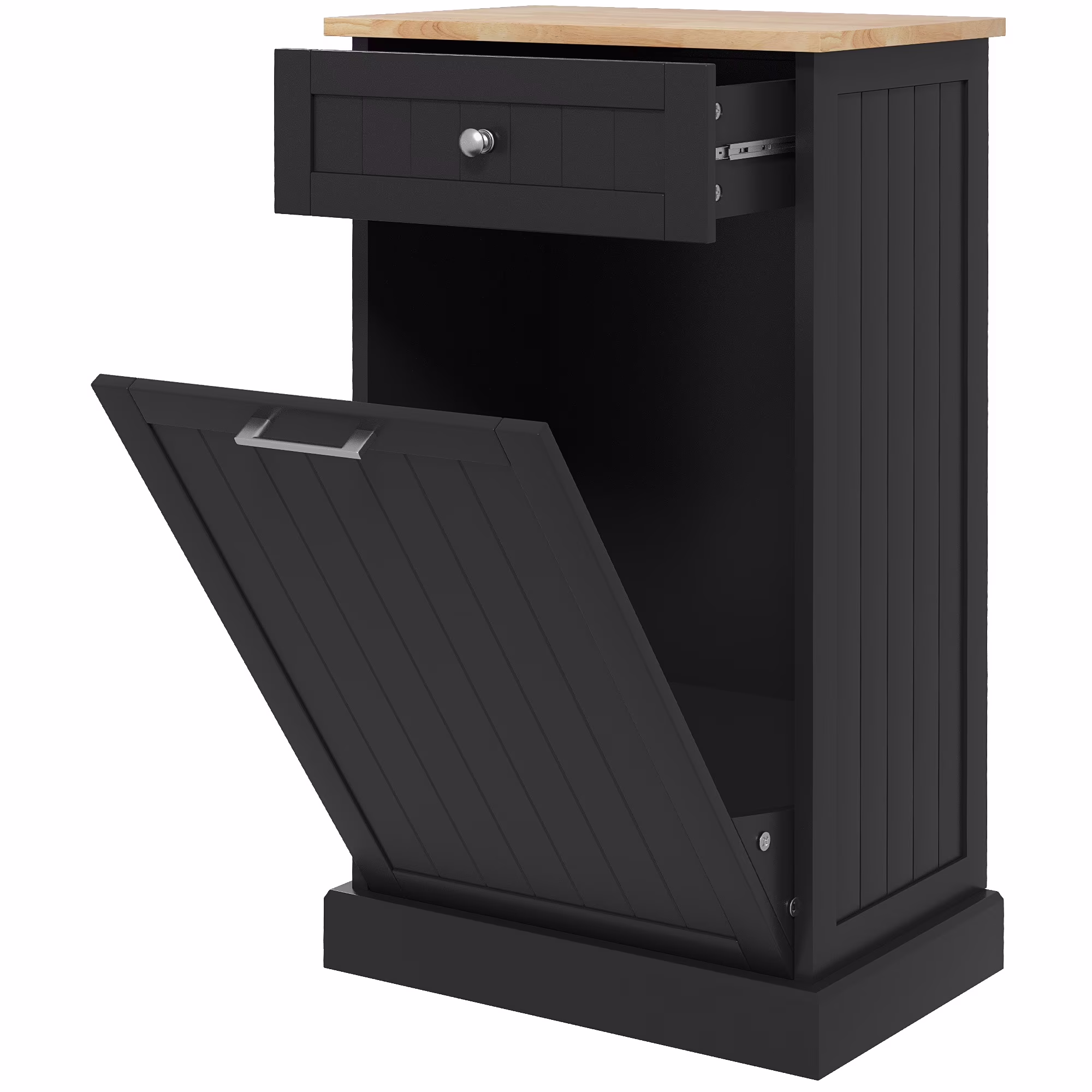 HOMCOM Kitchen Tilt Out Trash Bin Cabinet, Free Standing Recycling Cabinet