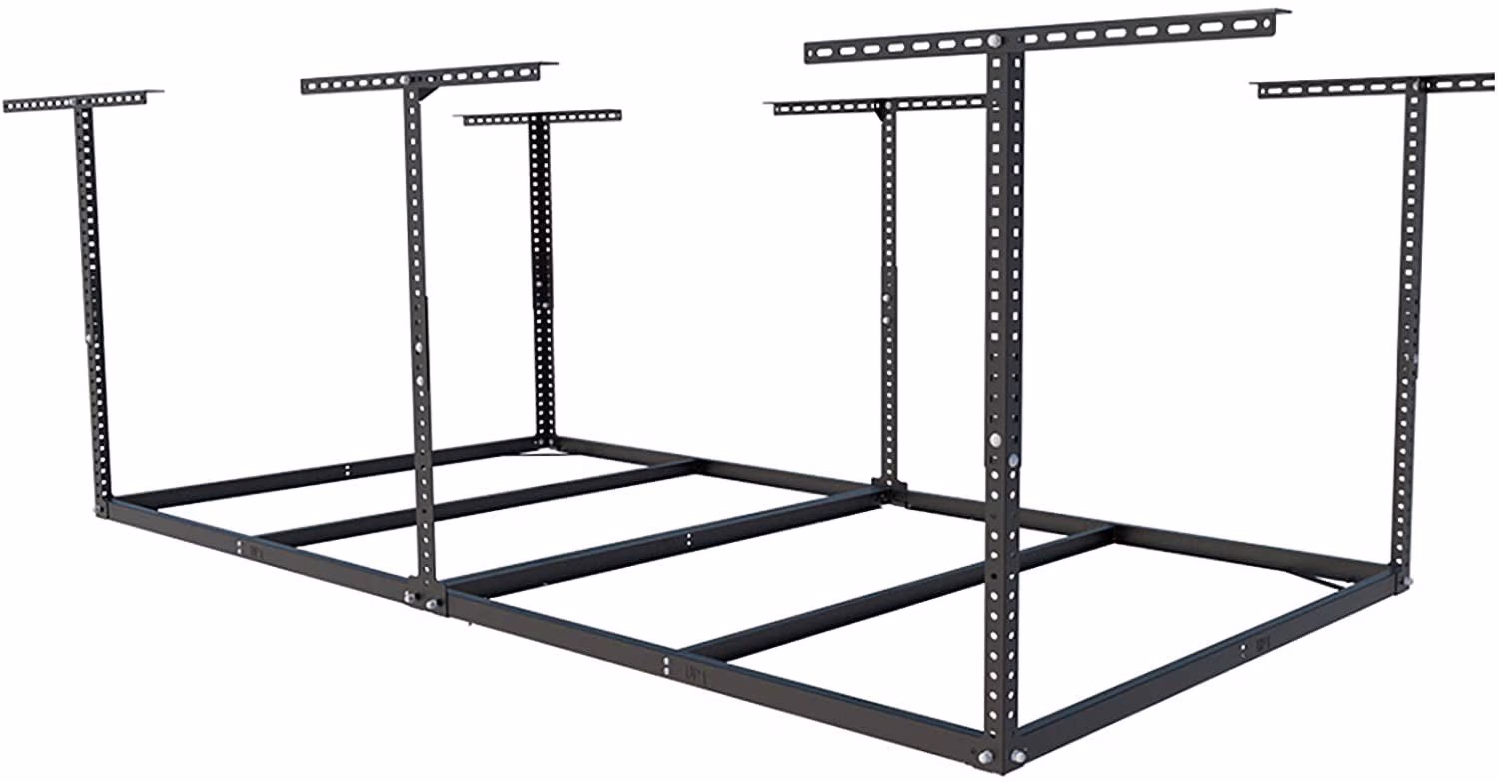 FLEXIMOUNTS 4x8 Overhead Garage Storage Rack without Decking, Storage Organization System, Heavy Duty Metal Garage Ceiling Racks, 600lbs Weight Capacity, Black