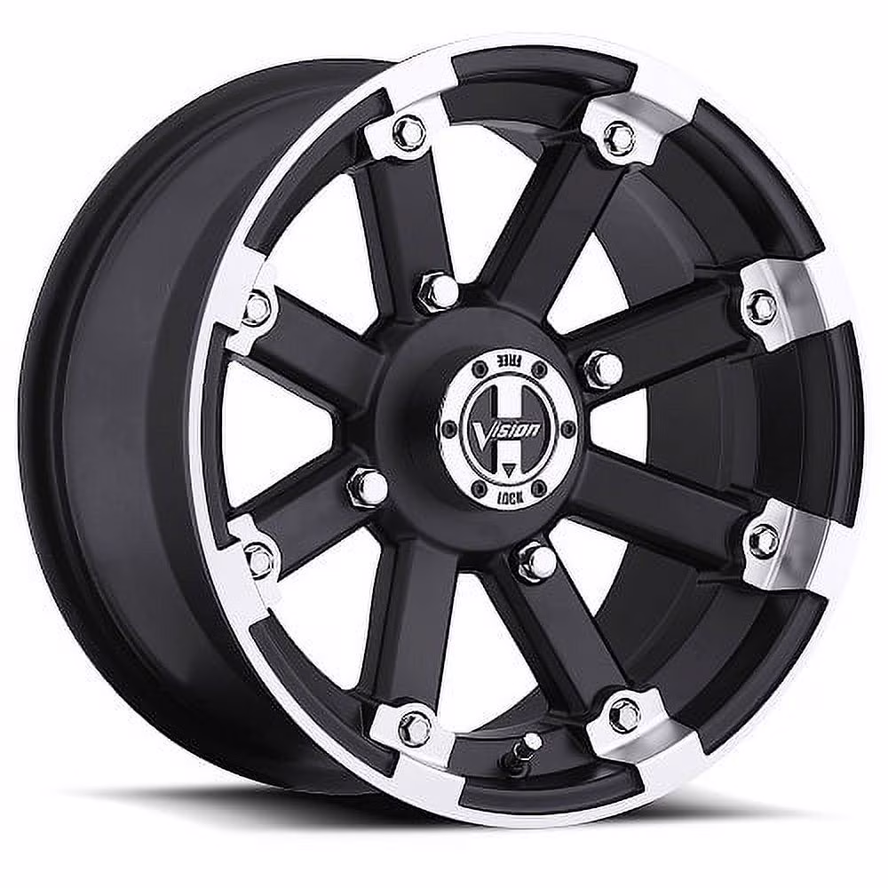 12x7 Vision 393 Lockout Matte Black Mach Lip UTV Wheel 4x156 (2.5mm)