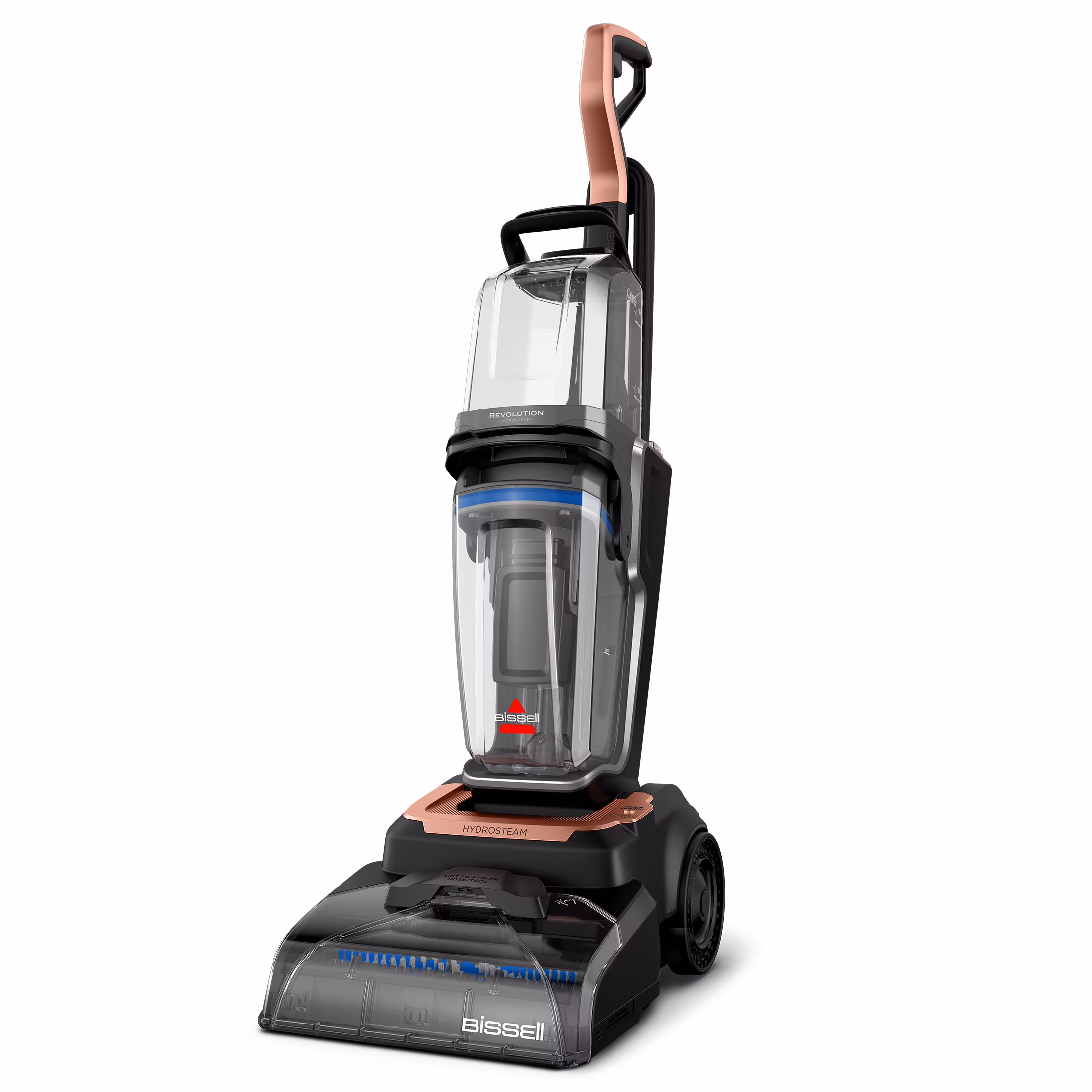BISSELL Revolution HydroSteam Upright Deep Cleaner, Carpet Cleaner, HydrosSteam Technology, 7 Foot Hose, 4" Self-Cleaning Tough Stain Tool, 4117, Black & Copper