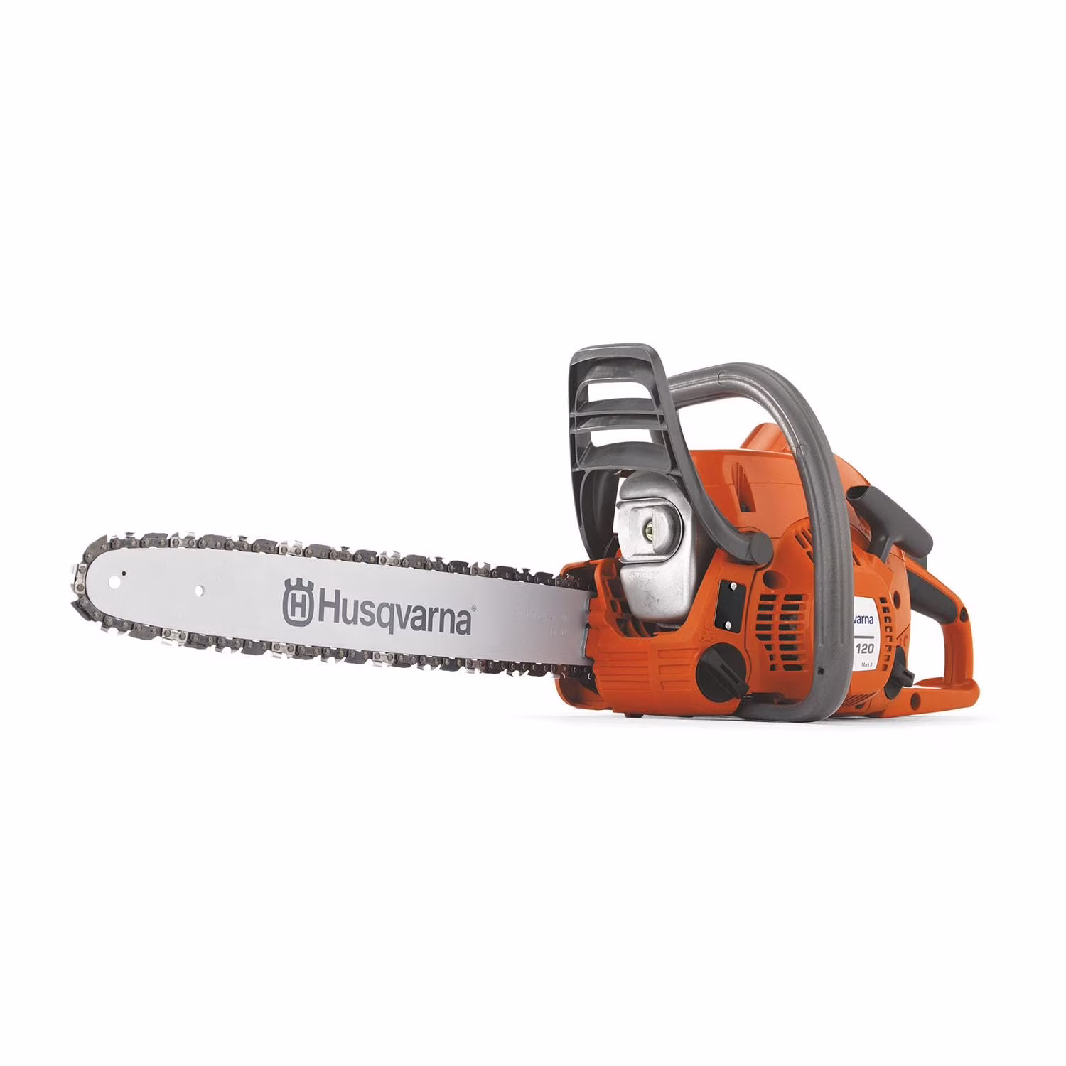 Husqvarna 120 Mark III Gas Chainsaw, 38-cc, 2-Cycle X-Torq Engine, 14 Inch Chainsaw with Automatic Oiler, For Wood Cutting and Tree Pruning