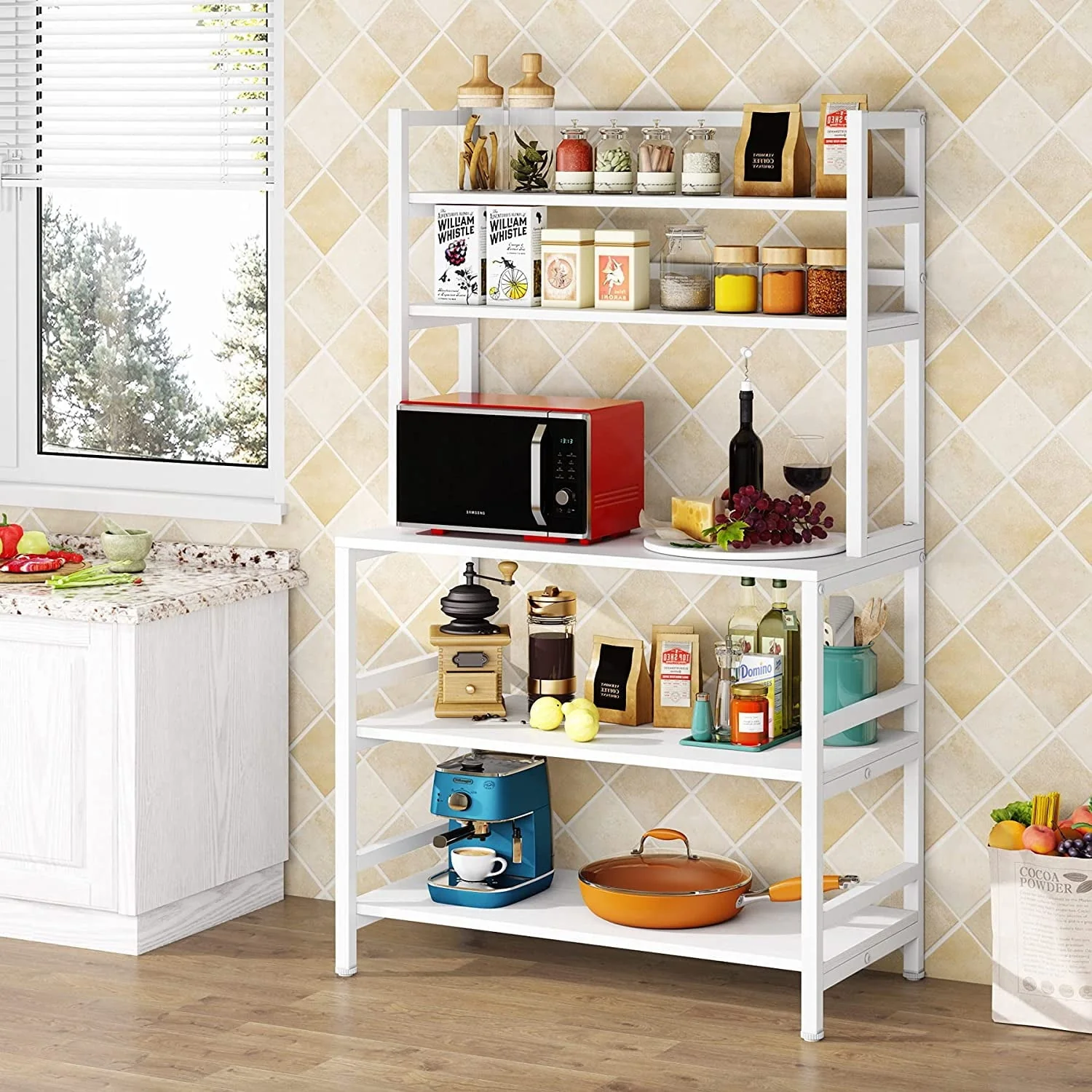 Tribesigns Kitchen Bakers Rack with Storage,5-Tier Microwave Oven Stand Kitchen Cart Utility Shelf