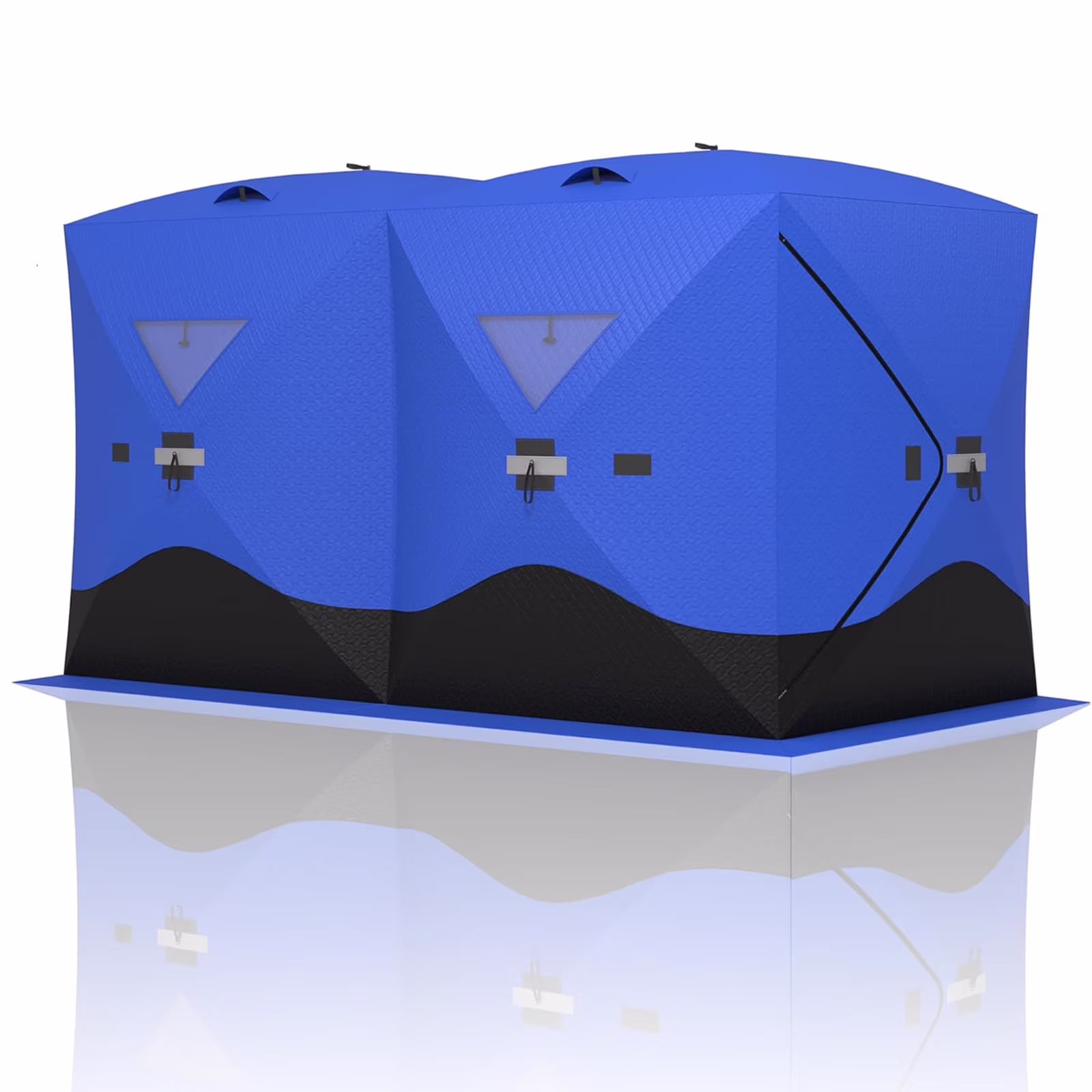 Telyswee Pop-up Portable Insulated Ice Fishing Shelter Tent, 4-6 Person Capacity, Blue