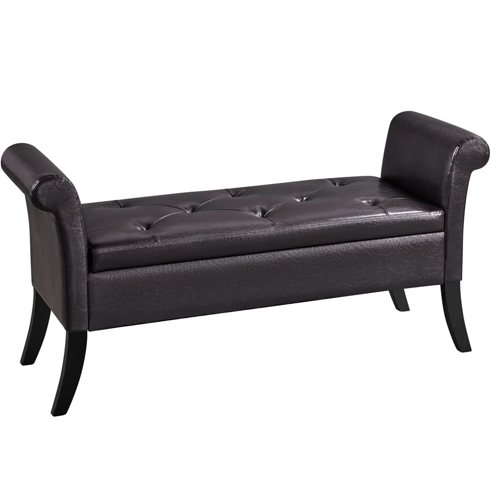 SmileMart Storage & Upholstered Bench, Dark Brown
