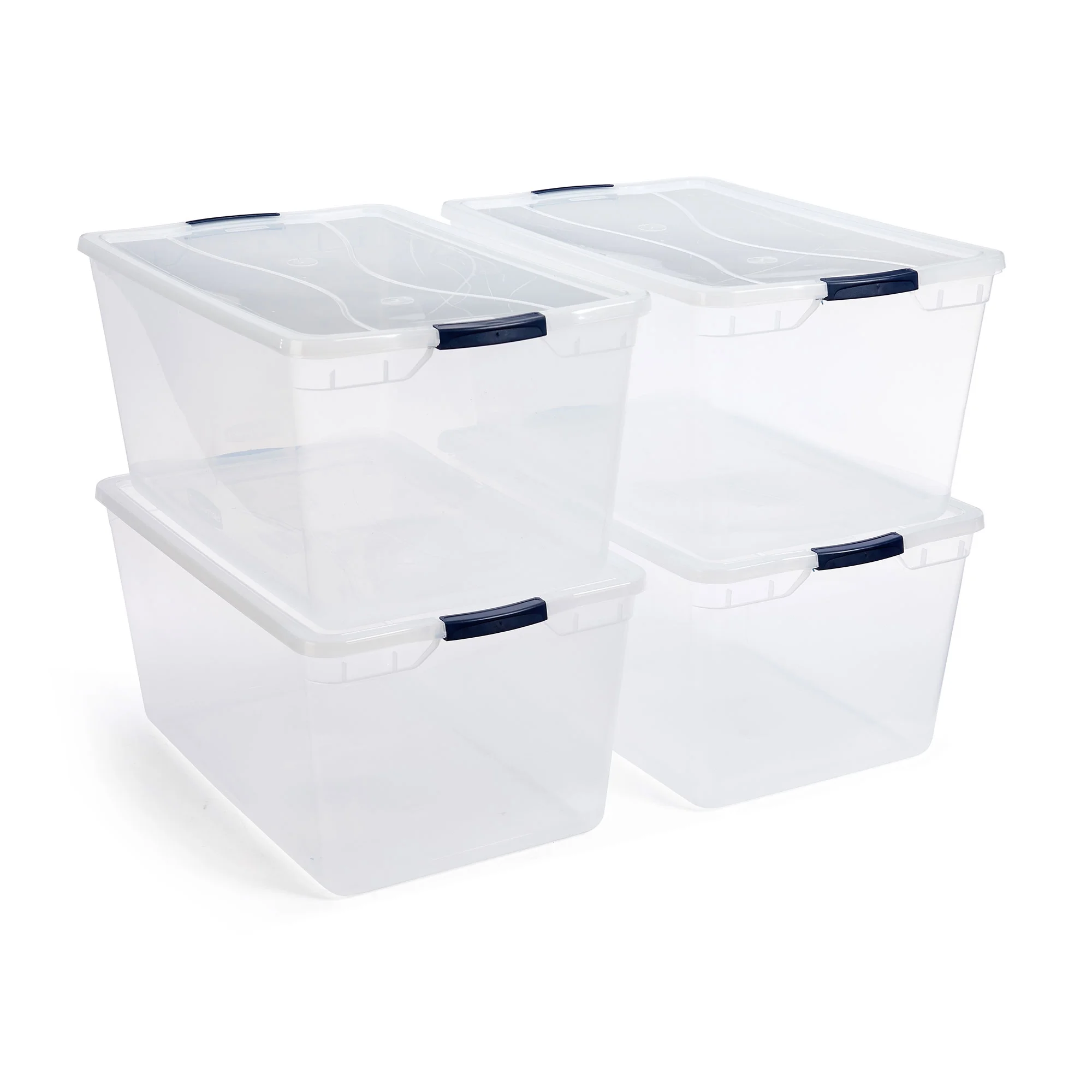 Open Box Rubbermaid Cleverstore 95 Quart Latching Plastic Storage & Lid, 4 Pack
