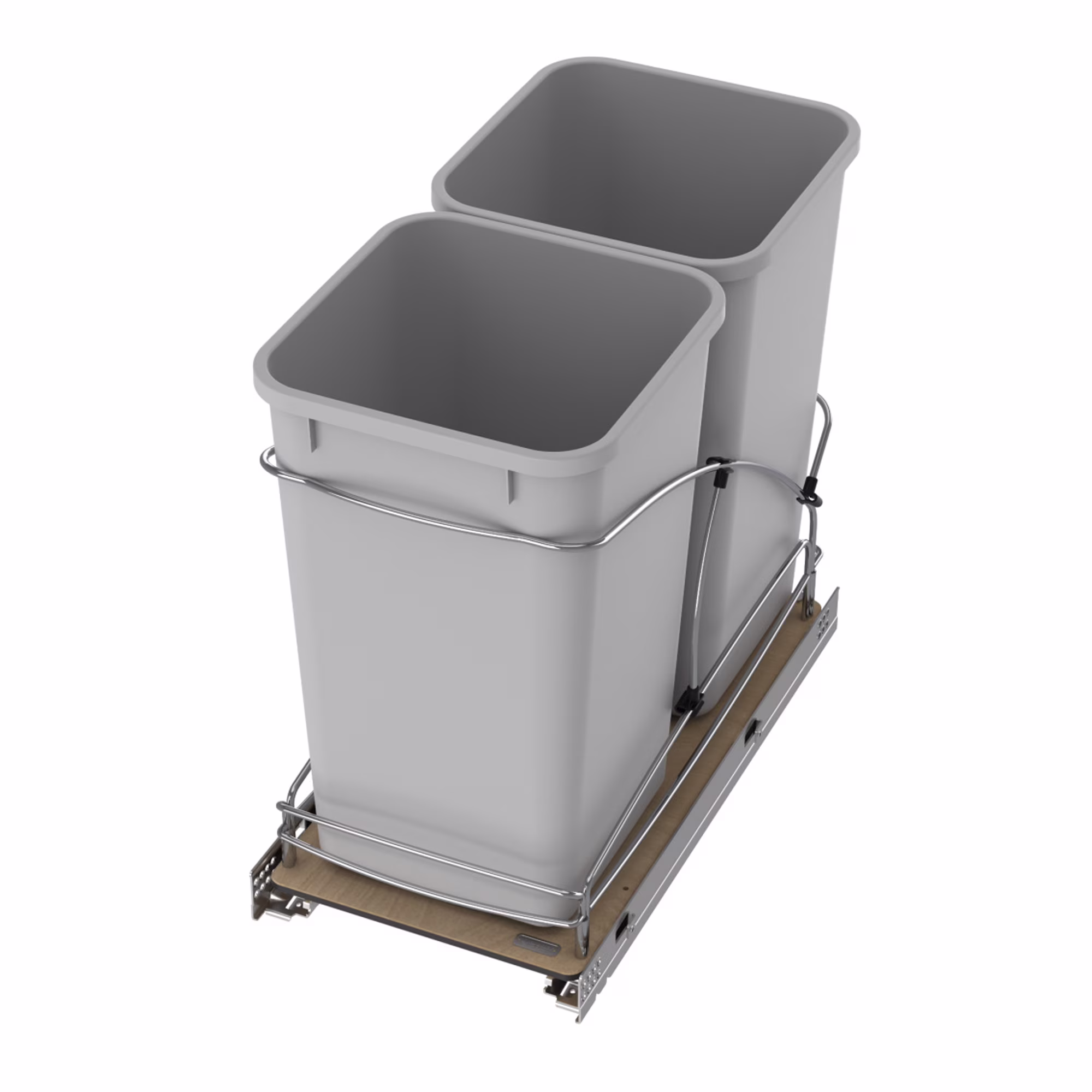 Rev-A-Shelf Double 27 Qt Pull Out Trash Containers, Gray, 54WC-1527SC-17-1
