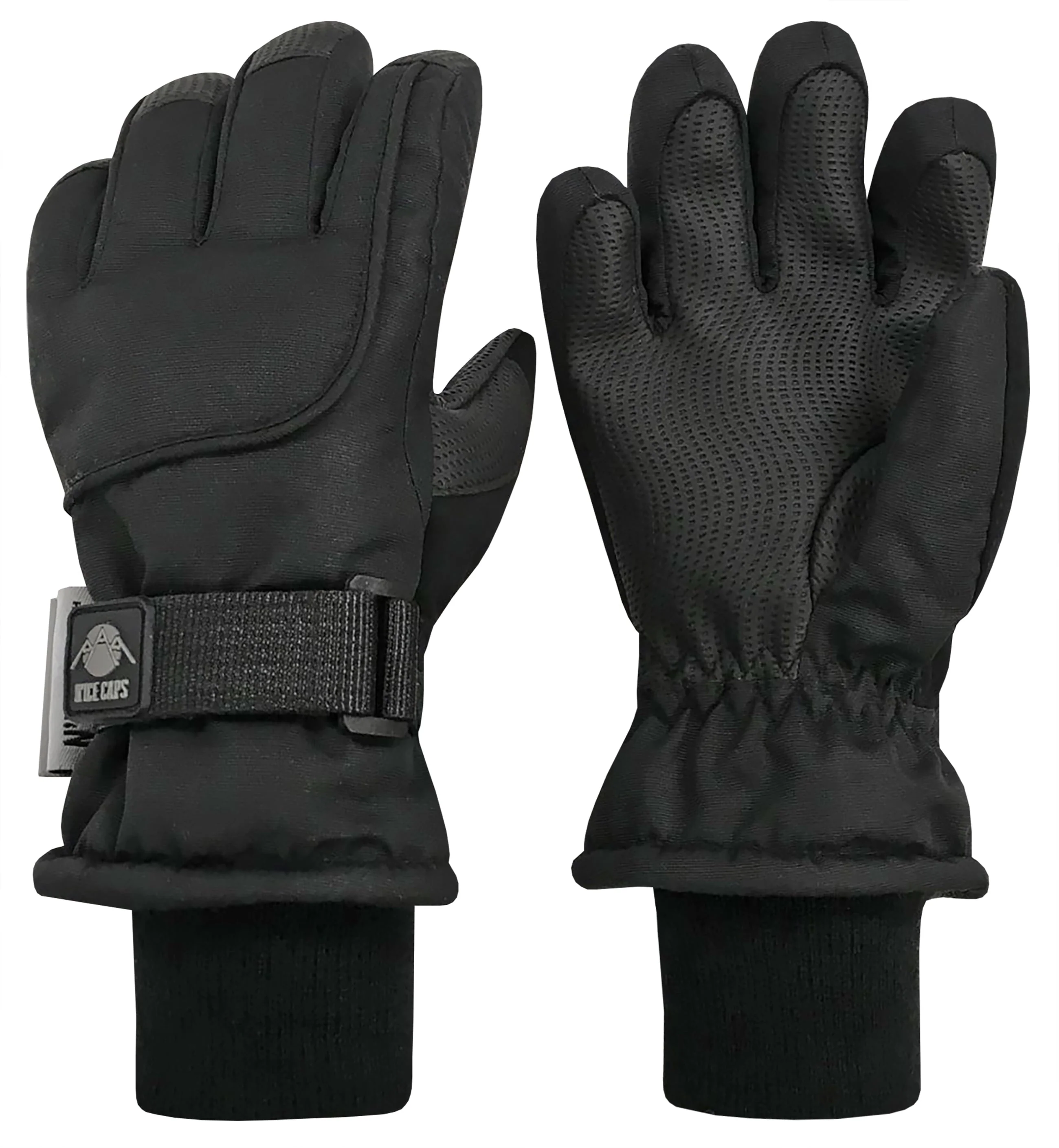 N'Ice Caps Kids Extreme Cold 100 Gram Thinsulate Waterproof Ski Snow Winter Black Gloves Boys Girls