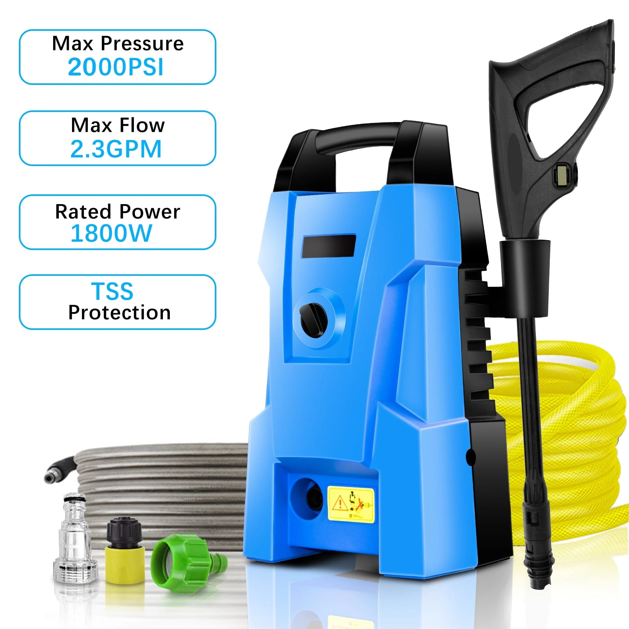 SUGIFT 2000-PSI 2.3-GPM Electric Pressure Washer 1800W High Pressure Washer Cleaner Machine