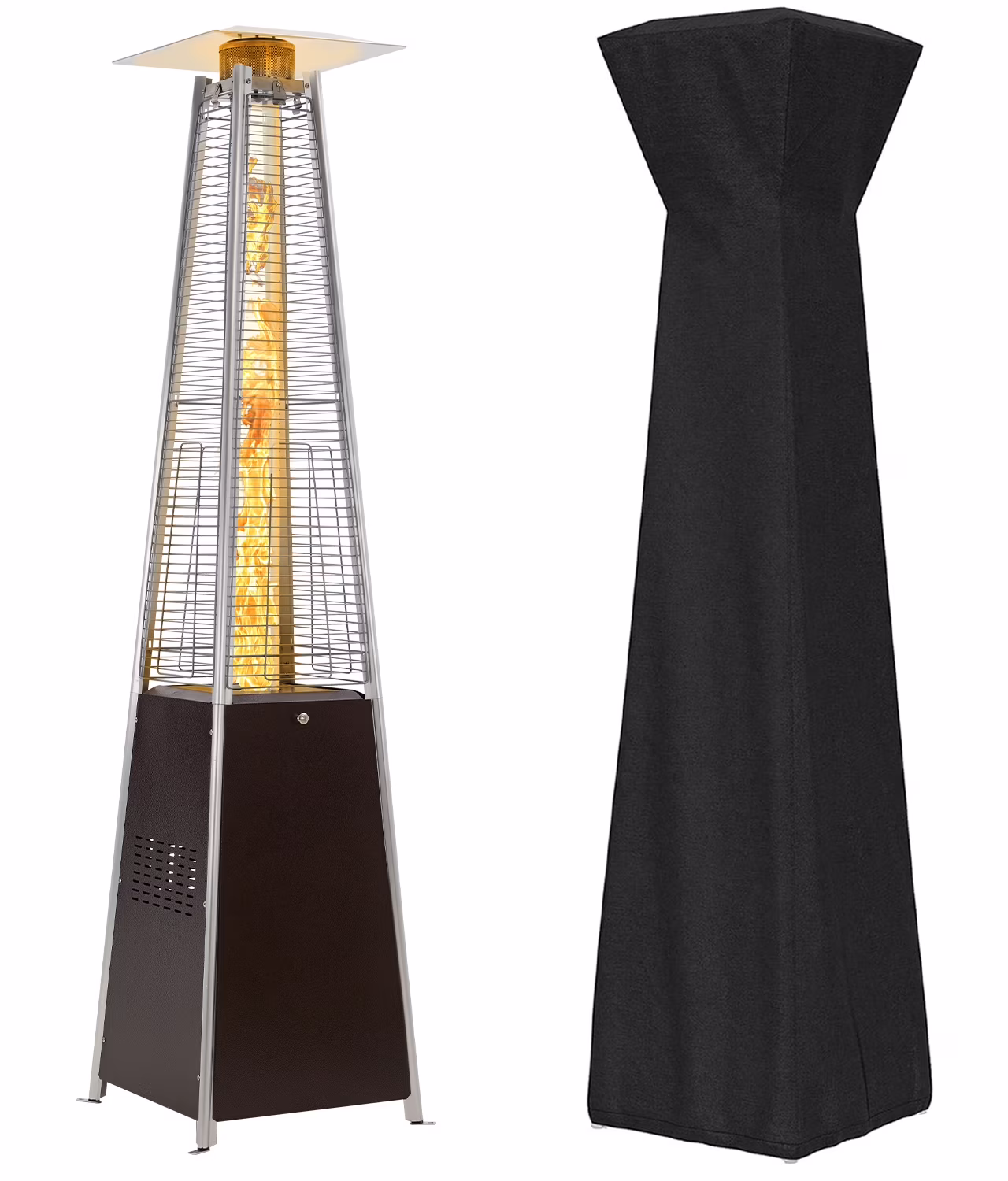 NAVINE Patio Heater, 48,000 BTU Propane Pyramid Patio Heater with Wheels, Bronze