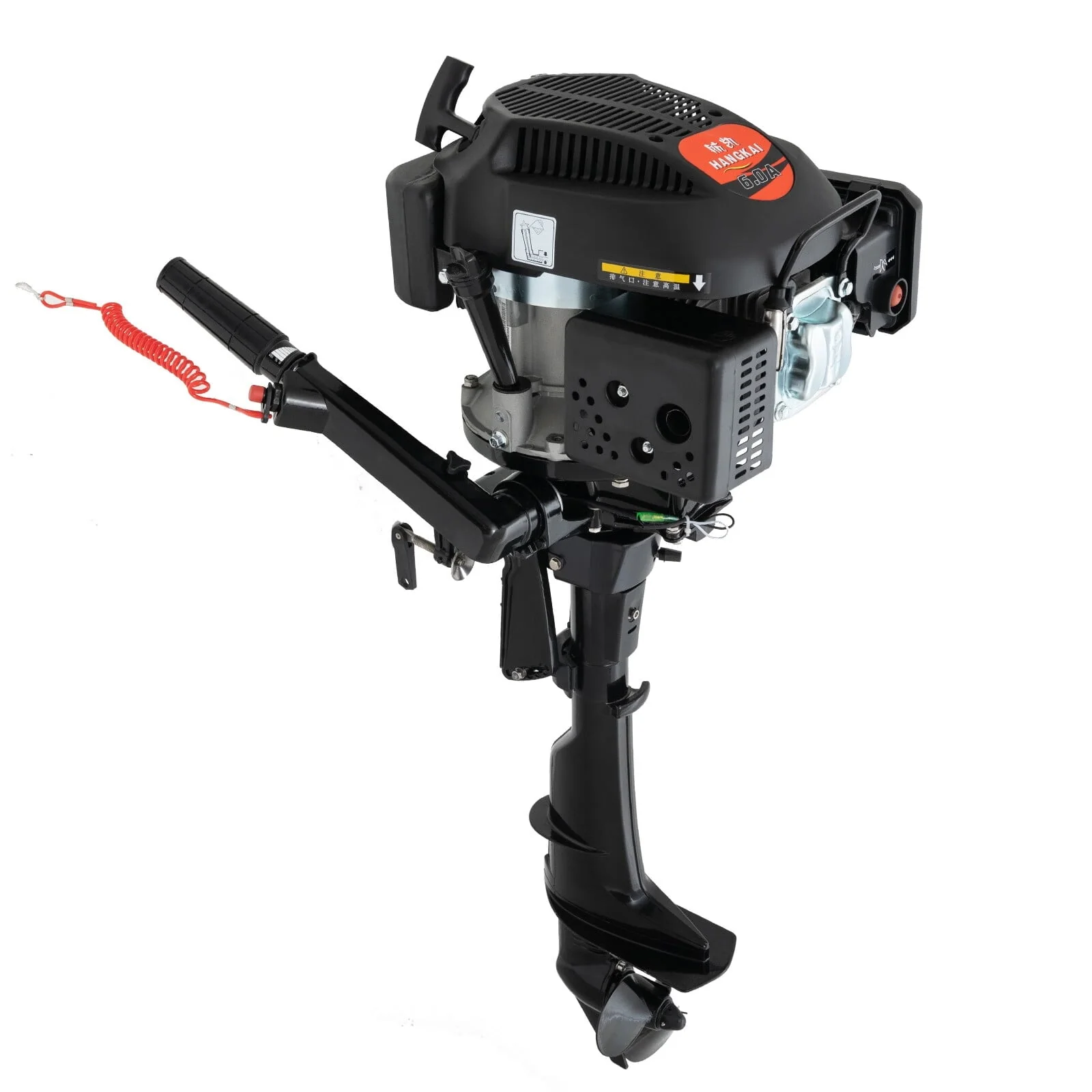 Anqidi 6HP 4 Stroke 140CC Outboard Motor Heavy Duty Inflatable Fishing Boat Gasoline Engine Manual Start TCI Air Cooling System 4500-5500Rpm(Joystick Length 15.35in)