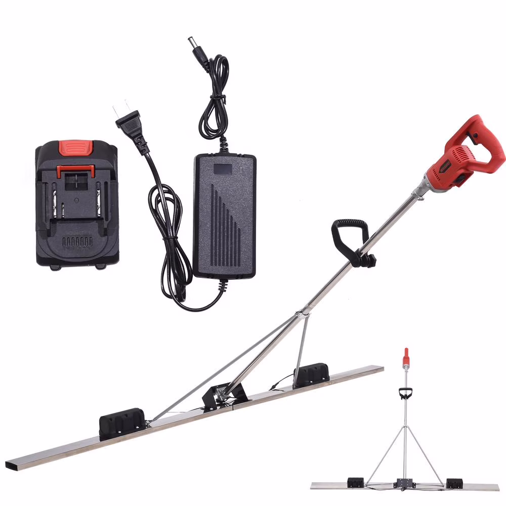 VAHIGCY Concrete Vibrating Tool Cordless Electric Screed Cement Finishing Vibrating Machine Lithium Battery Concrete Finishing Tool for Achieve Smooth Cement Finishing thrifty