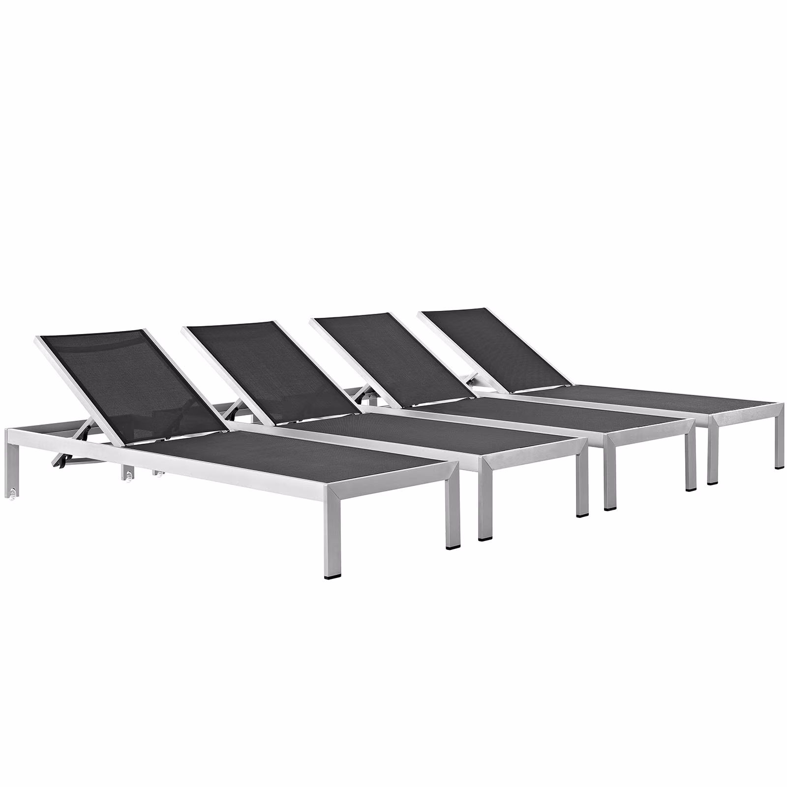 Modern Contemporary Urban Design Outdoor Patio Balcony Chaise Lounge Chair, Black, Metal Aluminum