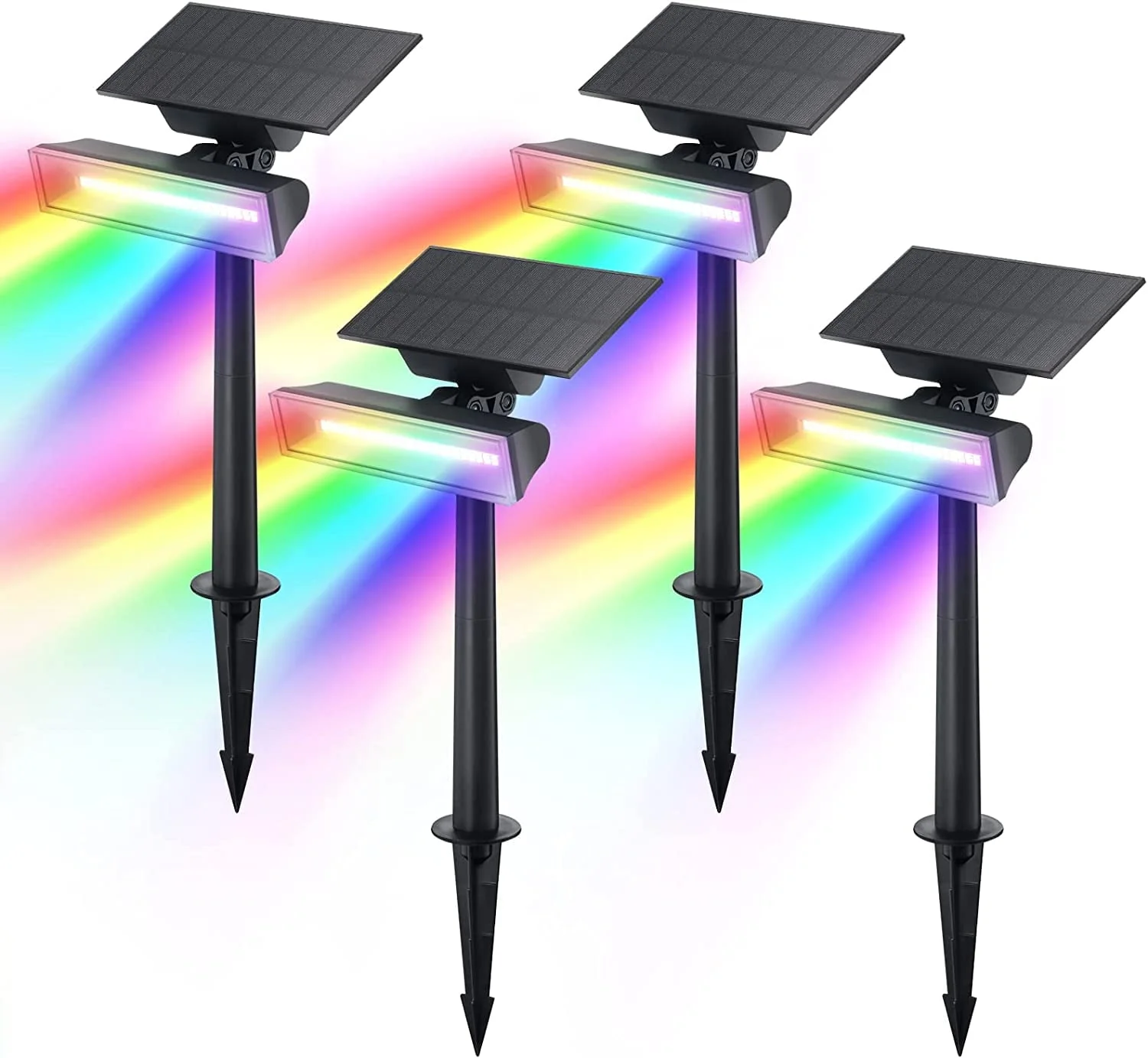 Linkind Solar Lights Outdoor Waterproof, 54 LED Solar Landscape Spotlight Color Changing RGB for Outdoor Decor, Garden, Yard, 4 Pack