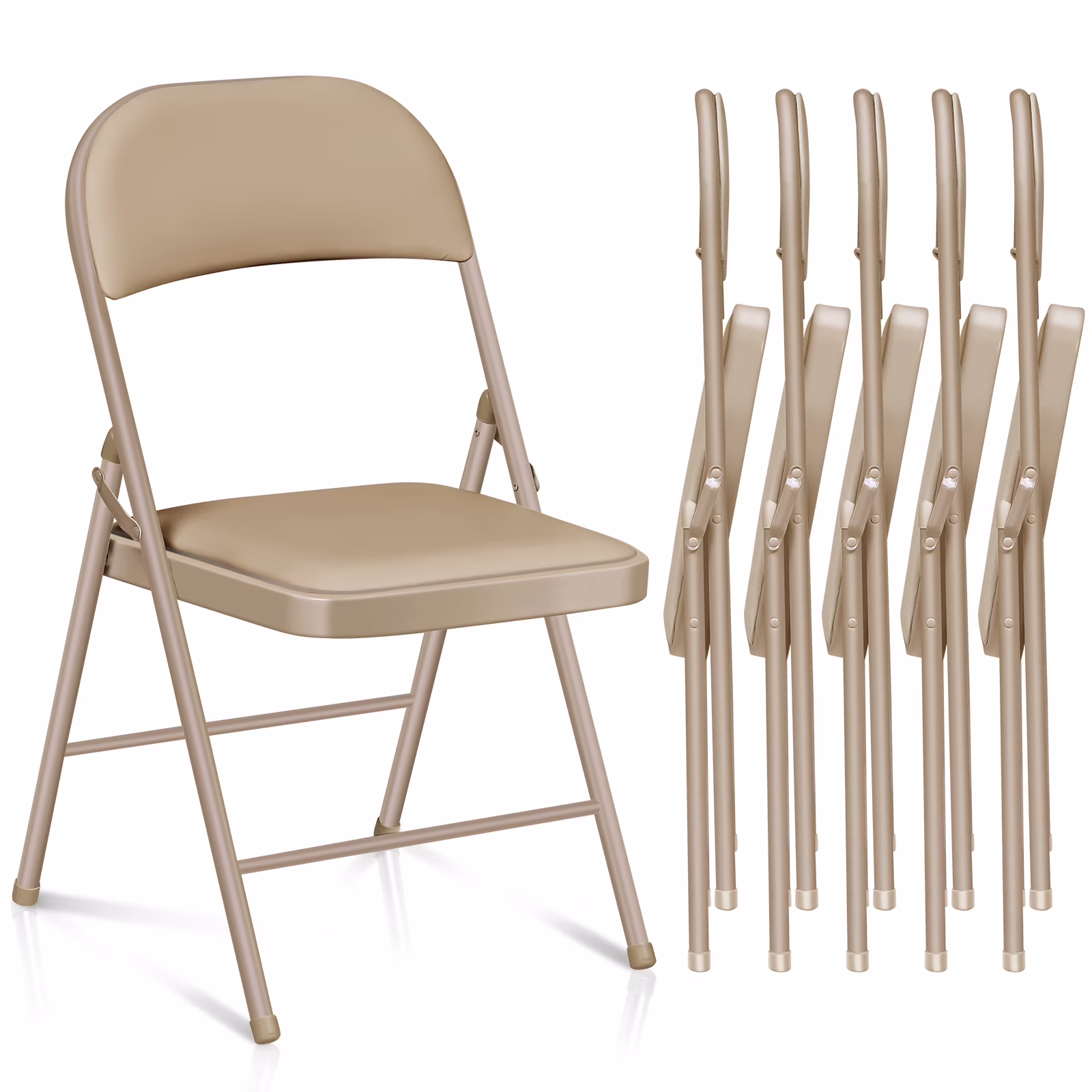 Vebreda Padded Metal Folding Chair, 6-Pack, Kahki